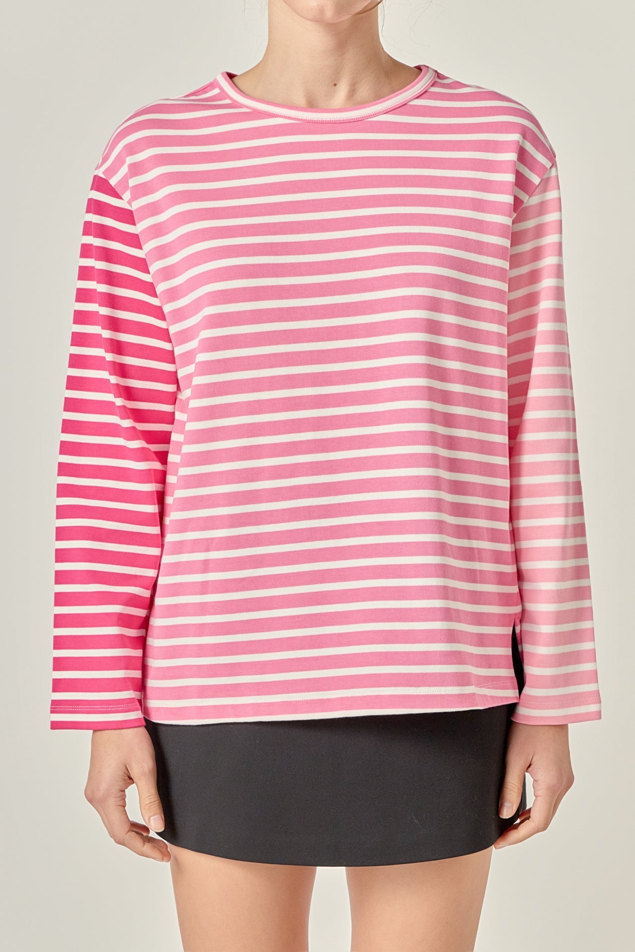 ENGLISH FACTORY - Stripe Colorblock Long Sleeve Tee - TOPS available at Objectrare