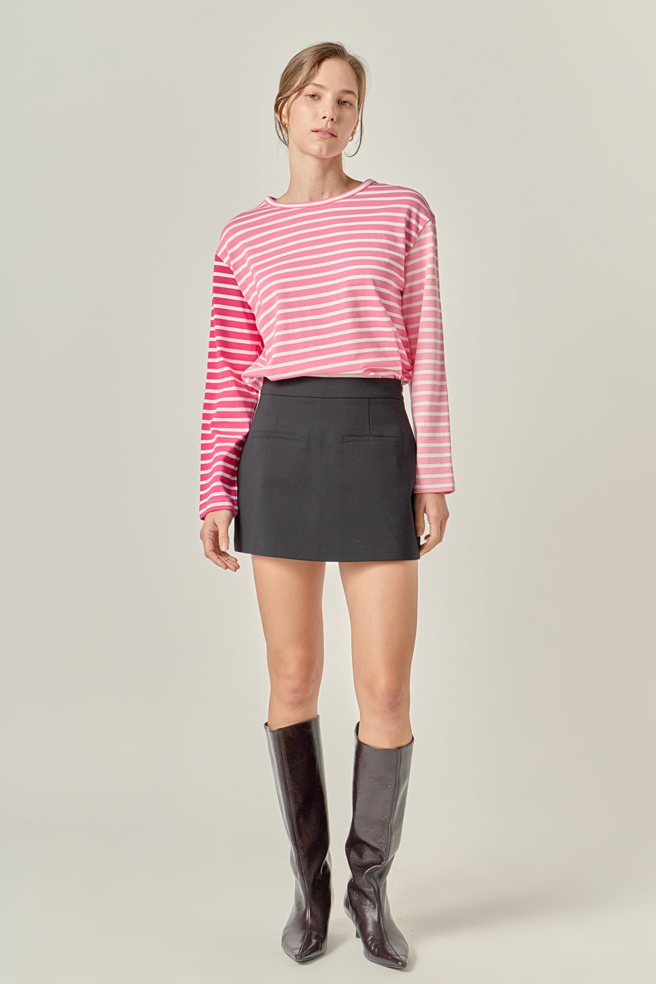 ENGLISH FACTORY - Stripe Colorblock Long Sleeve Tee - TOPS available at Objectrare