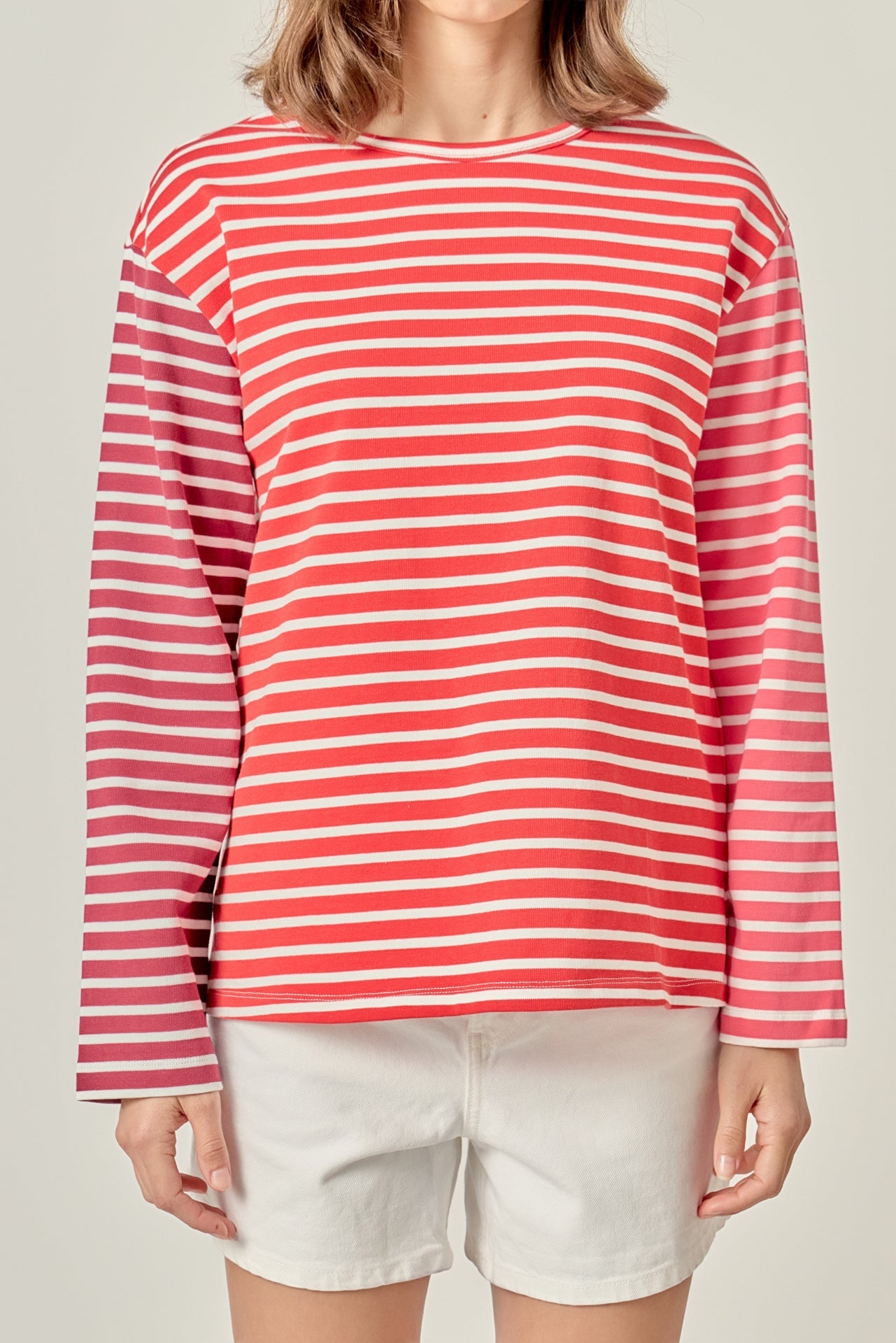 ENGLISH FACTORY - Stripe Colorblock Long Sleeve Tee - TOPS available at Objectrare