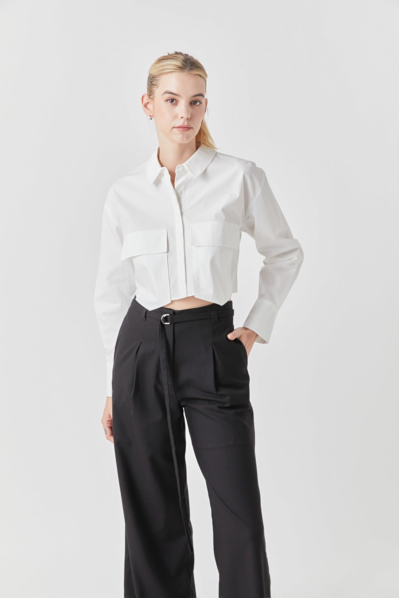 GREY LAB - Crop Collar Shirts - TOPS available at Objectrare