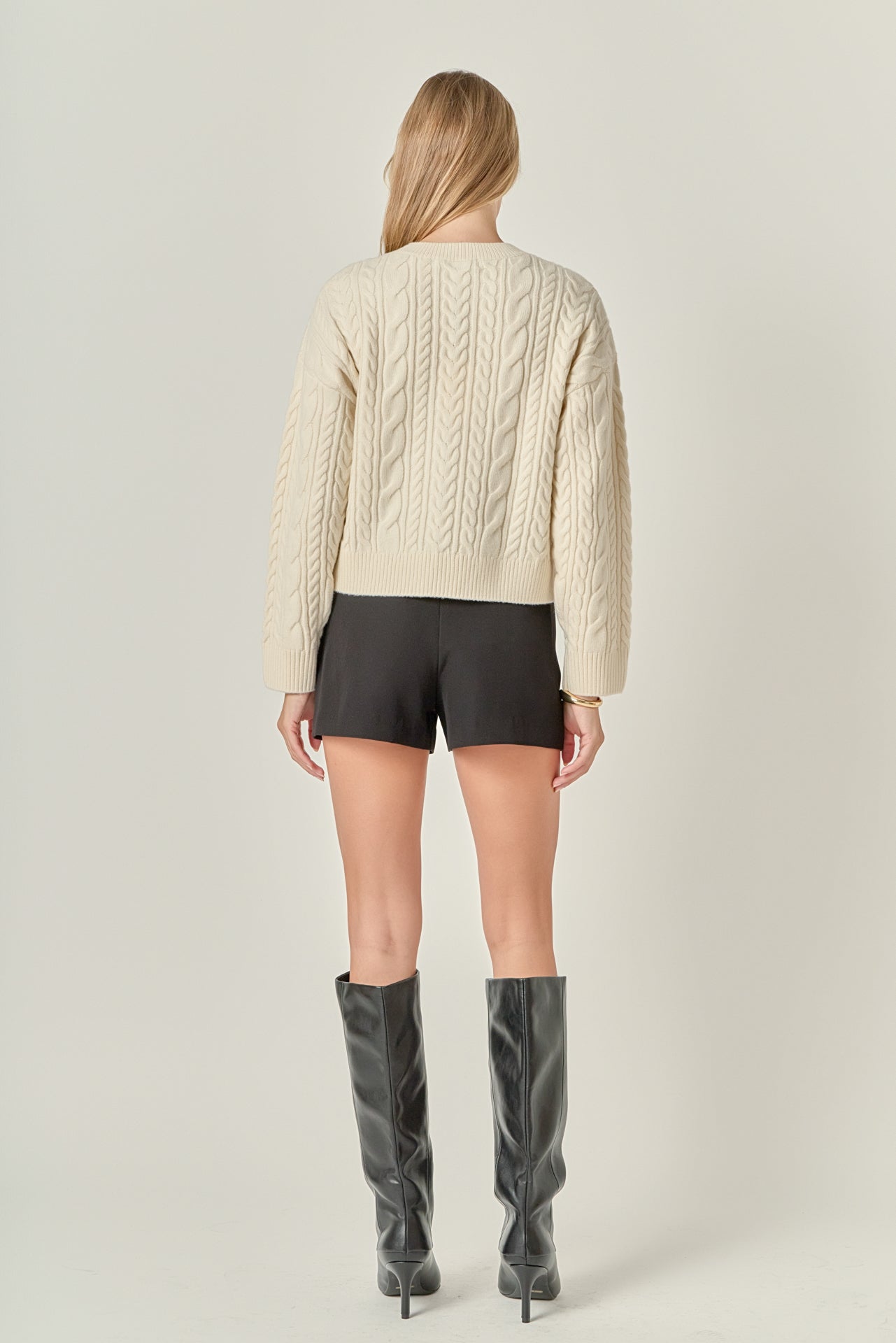 ENGLISH FACTORY - Crewneck Cable Sweater - SWEATERS & KNITS available at Objectrare