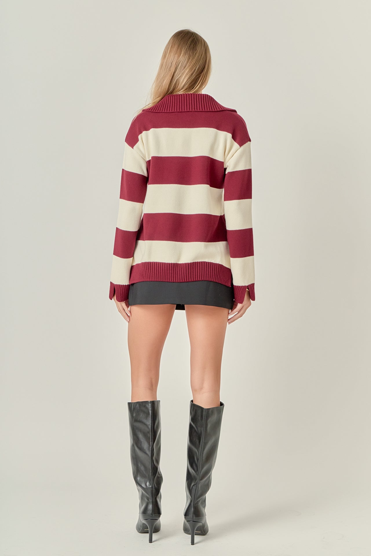 ENGLISH FACTORY - Striped Rugby Collared Sweater - TOPS available at Objectrare