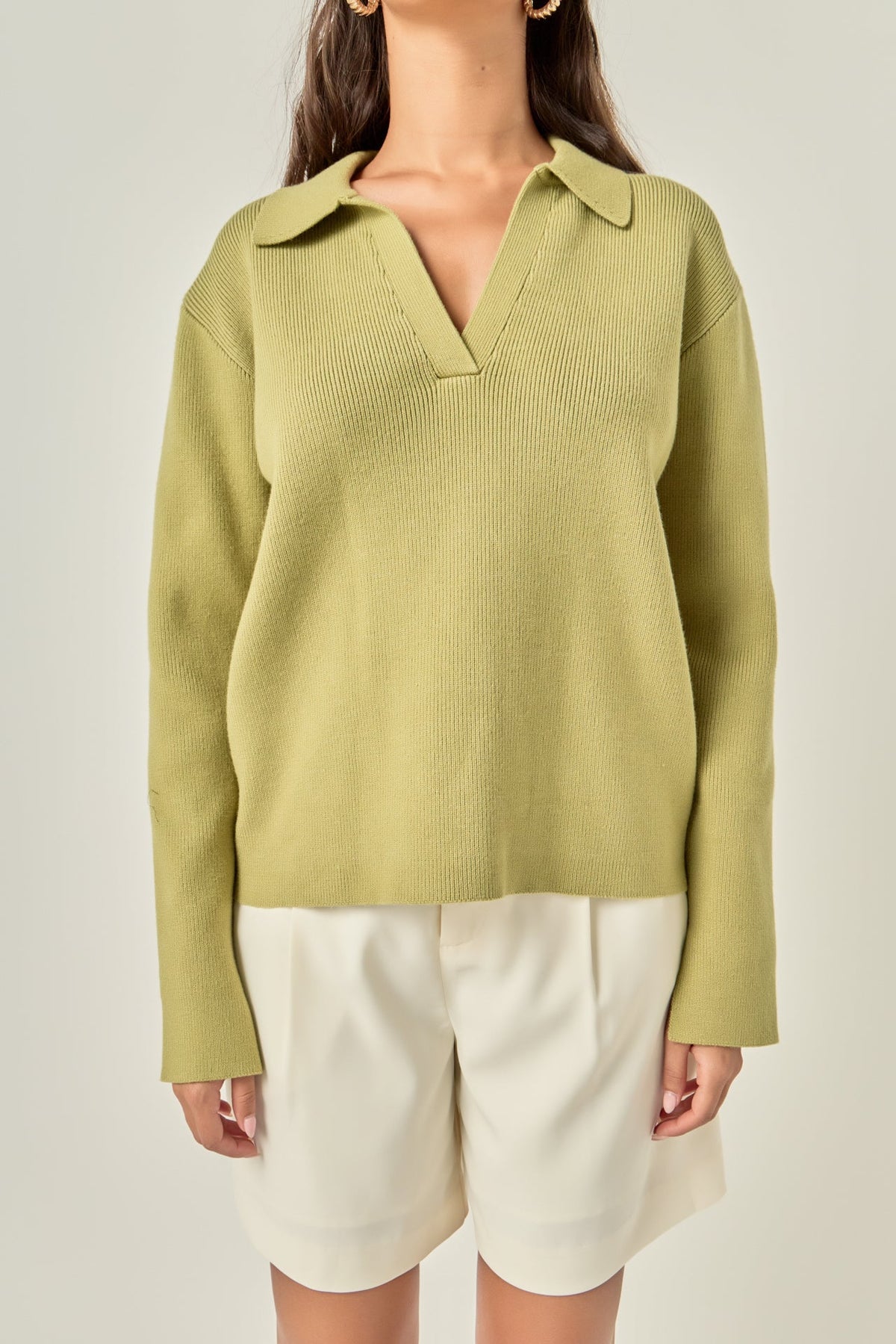 ENGLISH FACTORY - Oversized Collar Knit Top - TOPS available at Objectrare