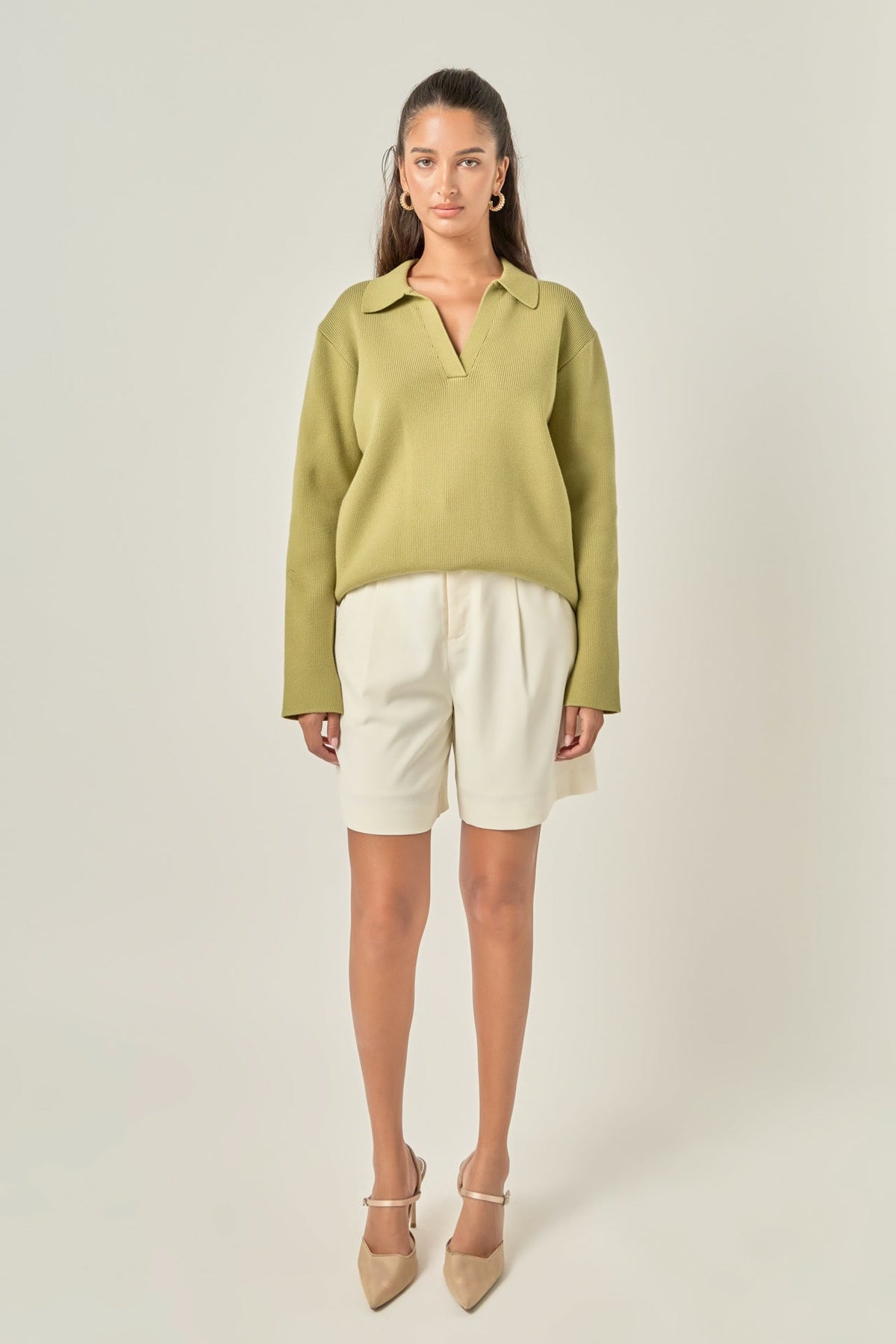 ENGLISH FACTORY - Oversized Collar Knit Top - TOPS available at Objectrare
