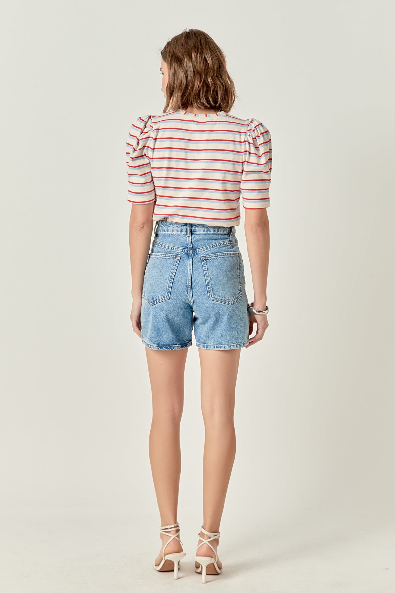 ENGLISH FACTORY - Stripe Knit Puff Sleeve Shirt - TOPS available at Objectrare