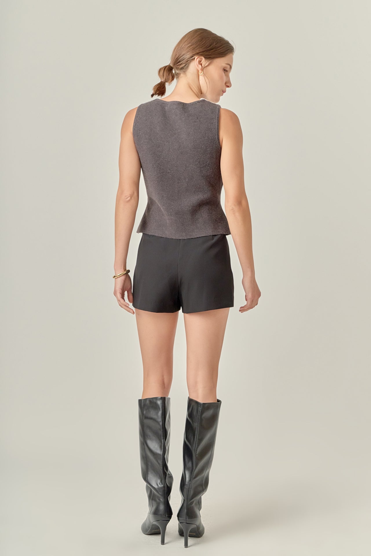 ENGLISH FACTORY - Rhinestone Bow Button Knit Vest - TOPS available at Objectrare