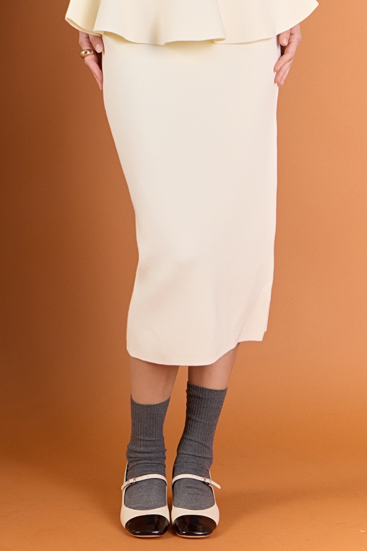 ENGLISH FACTORY - H-Line Knit Midi Skirt - SKIRTS available at Objectrare