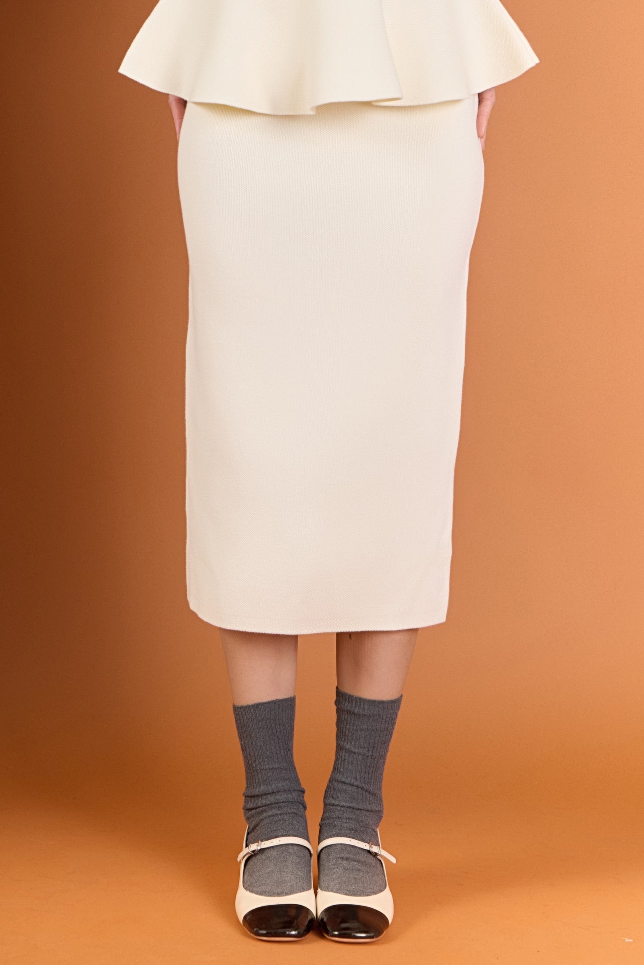 ENGLISH FACTORY - H-Line Knit Midi Skirt - SKIRTS available at Objectrare