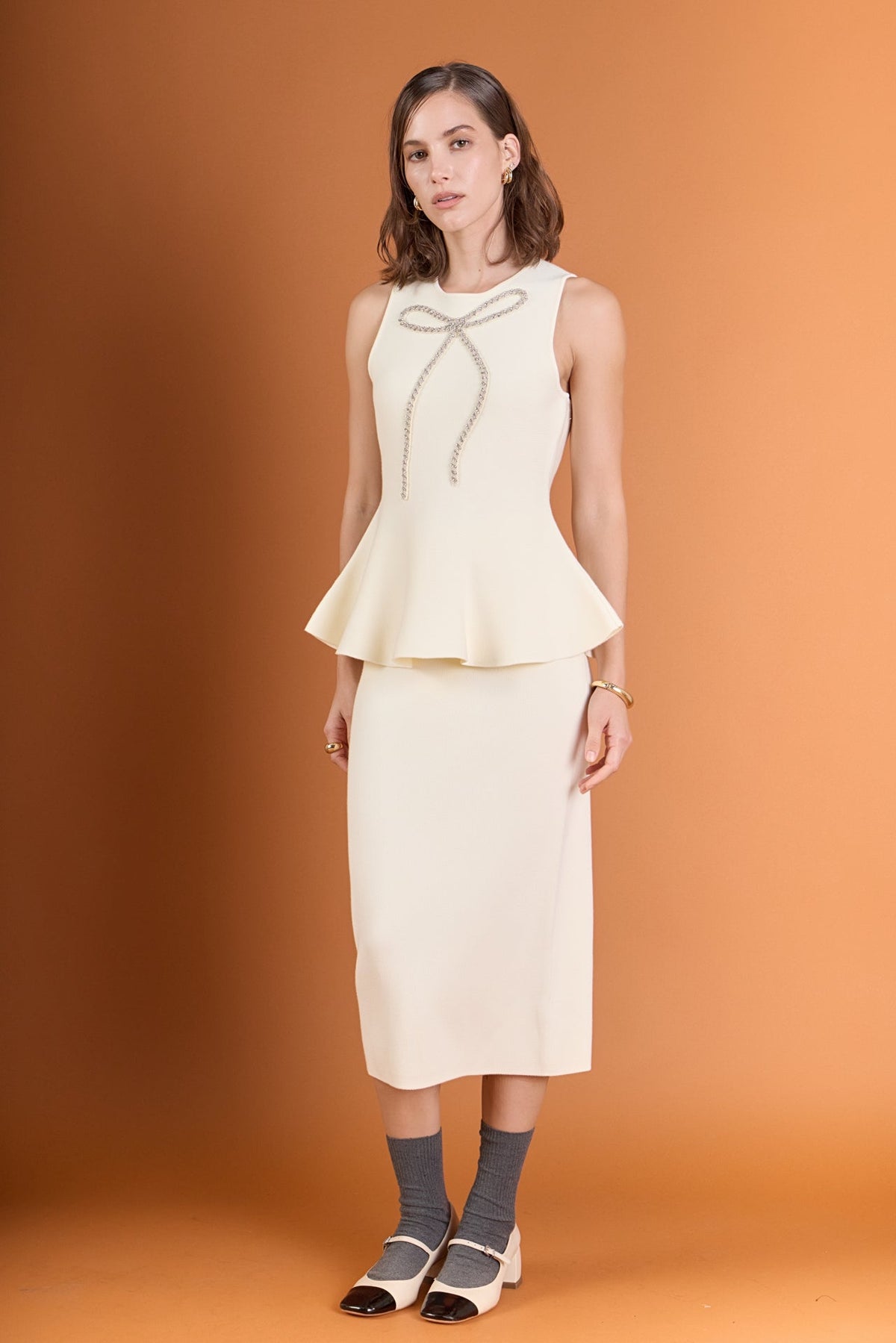 ENGLISH FACTORY - H-Line Knit Midi Skirt - SKIRTS available at Objectrare