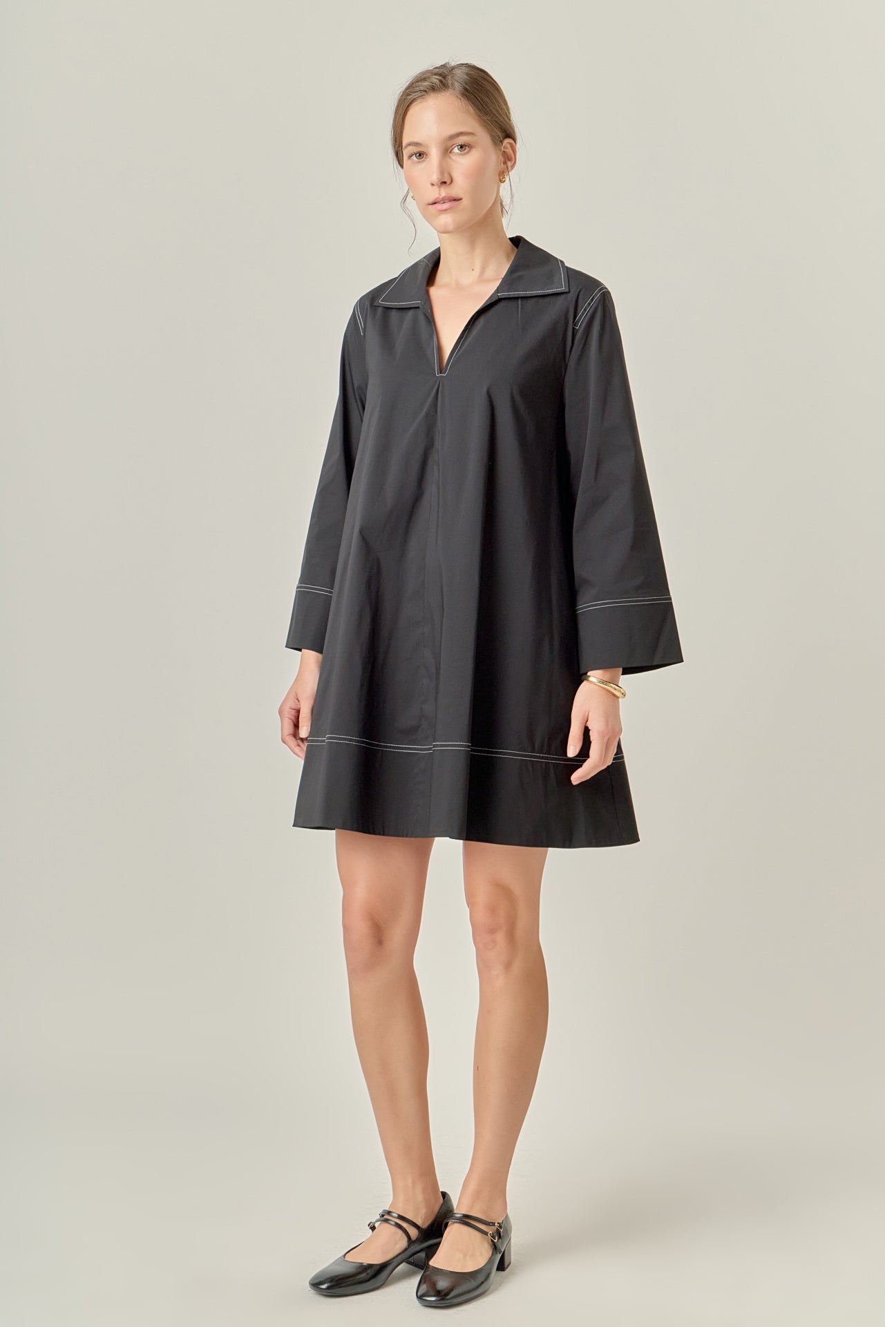 ENGLISH FACTORY - Contrast Stitch Detailed Mini Dress - DRESSES available at Objectrare