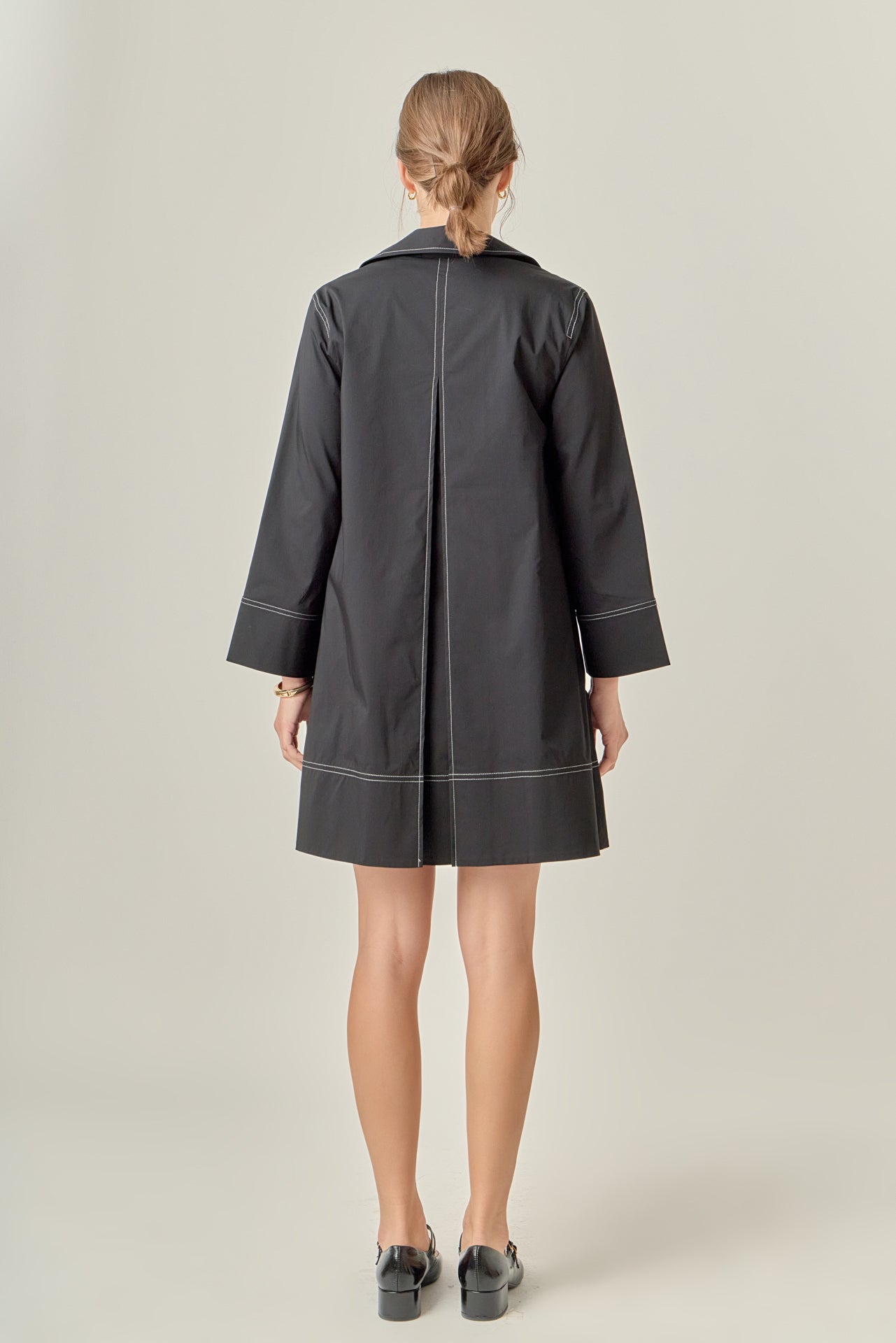 ENGLISH FACTORY - Contrast Stitch Detailed Mini Dress - DRESSES available at Objectrare