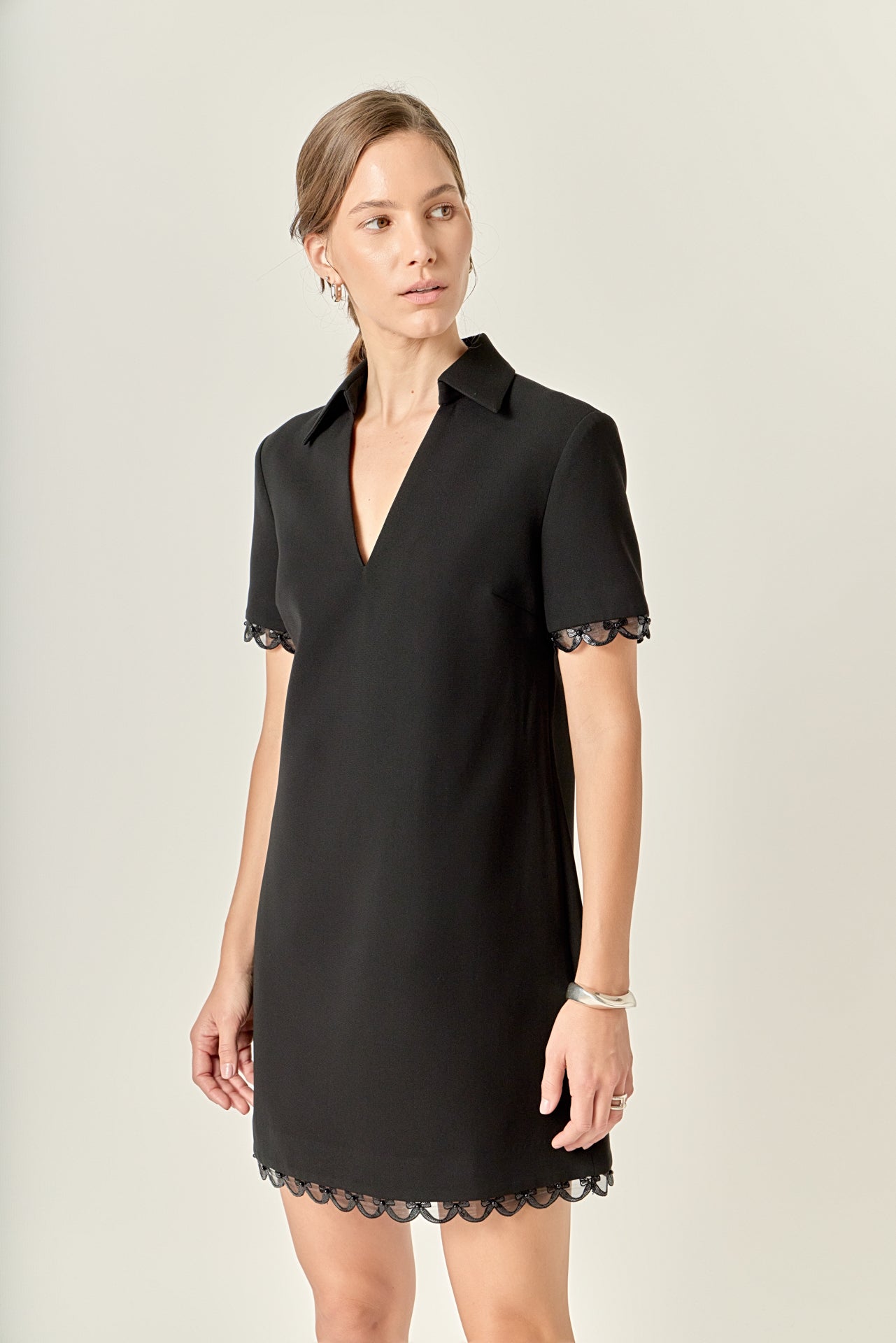 Margot Bow Scallop Hem Mini Dress