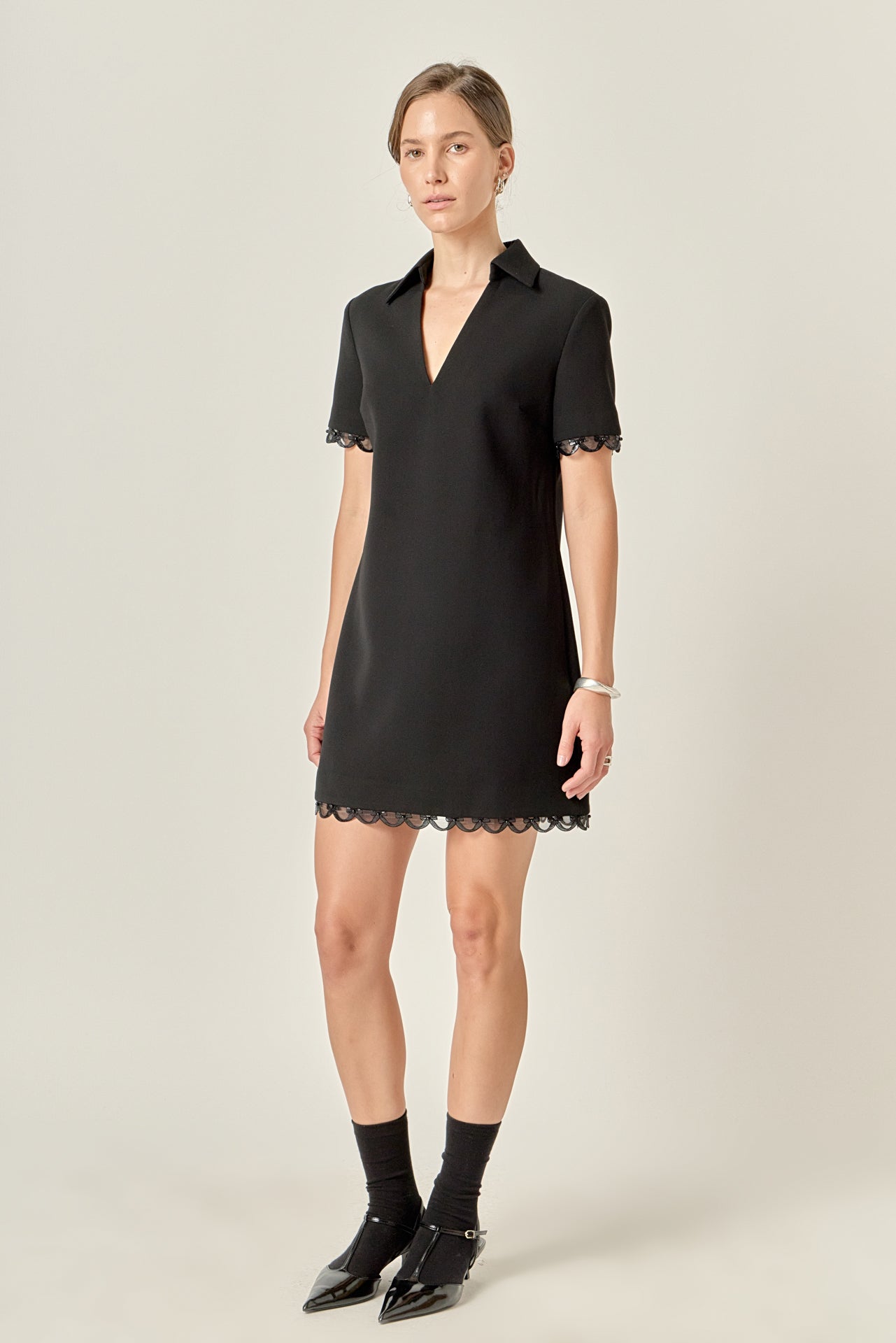 Margot Bow Scallop Hem Mini Dress