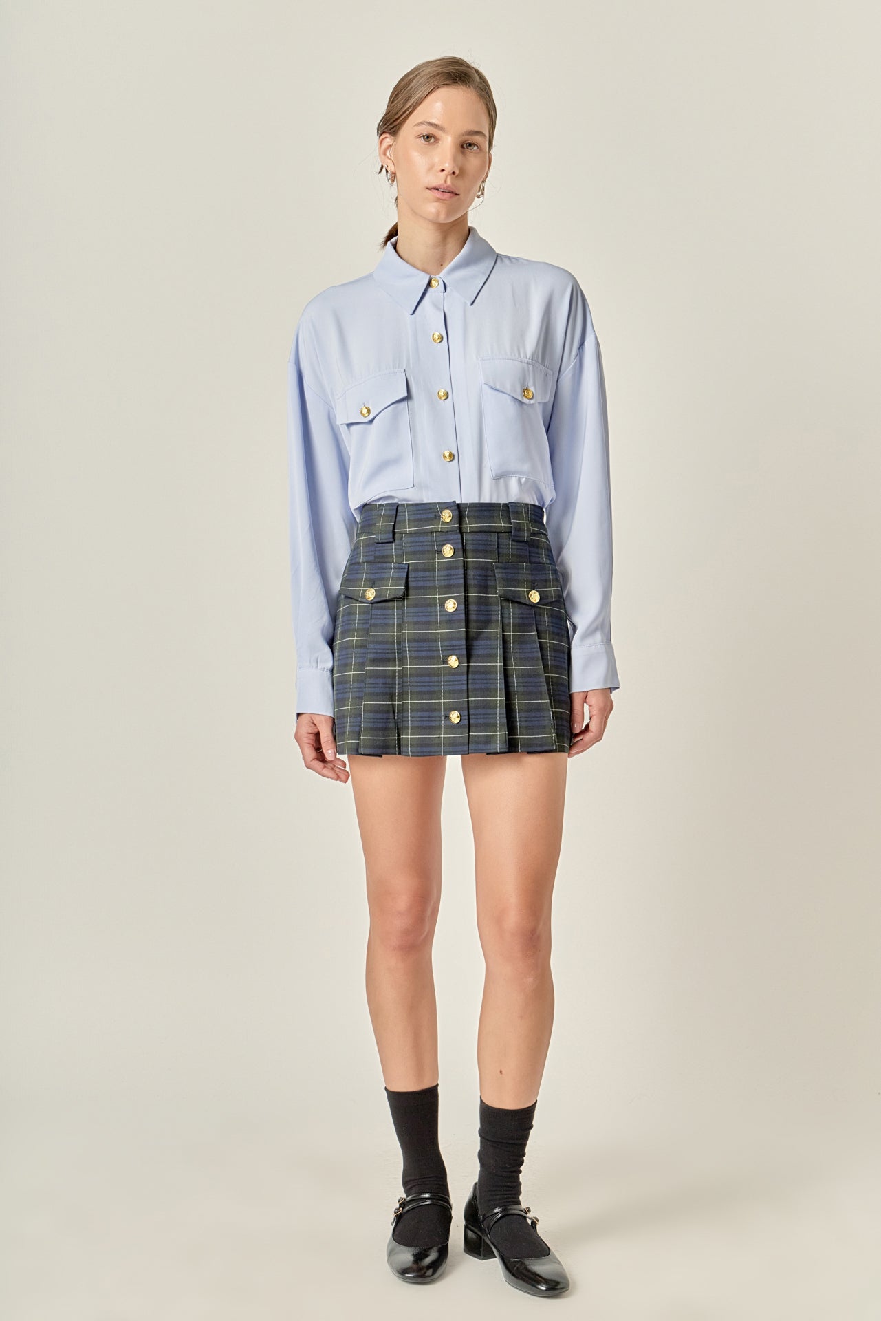 Madeline Check Pleated Mini Skort