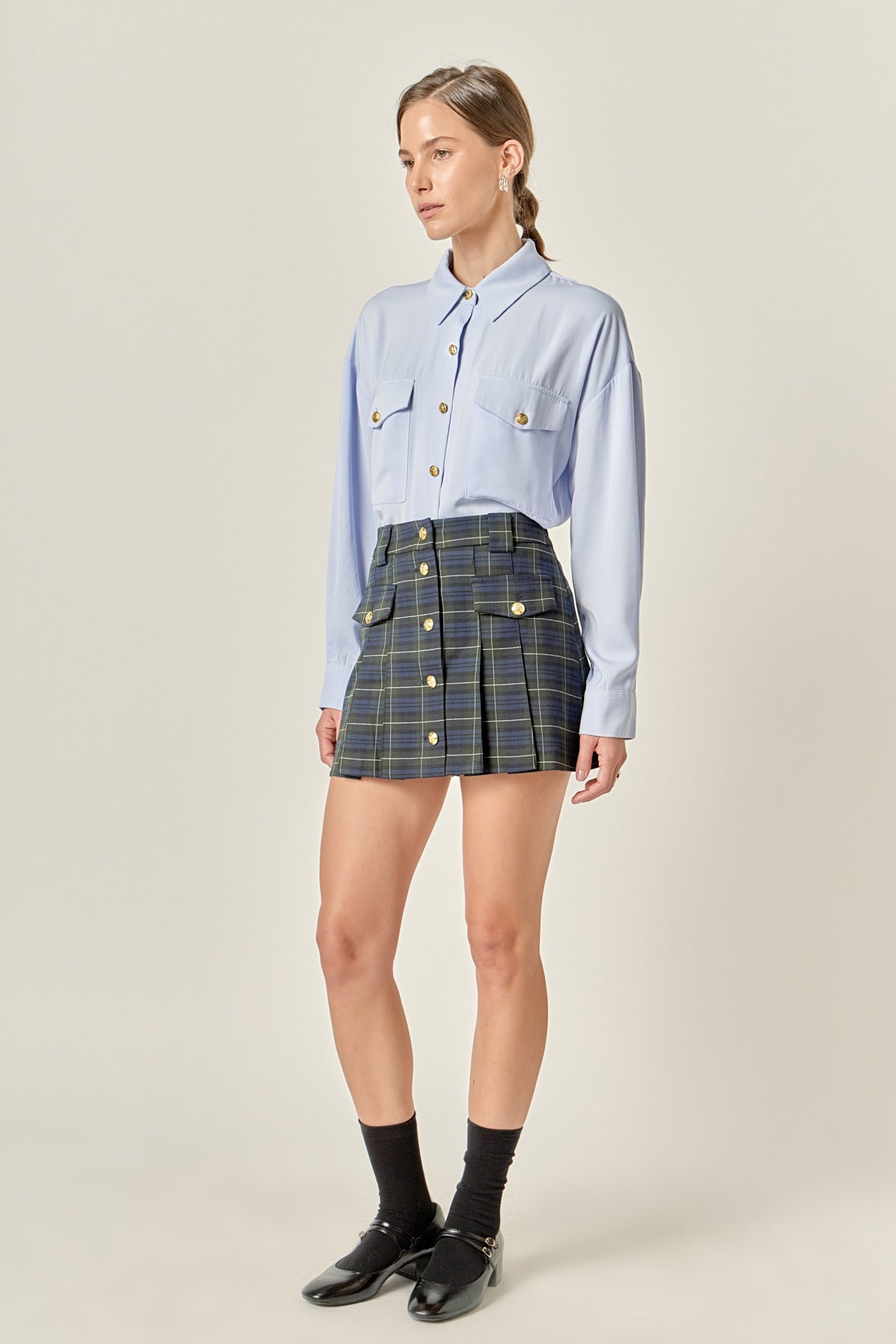 Madeline Check Pleated Mini Skort
