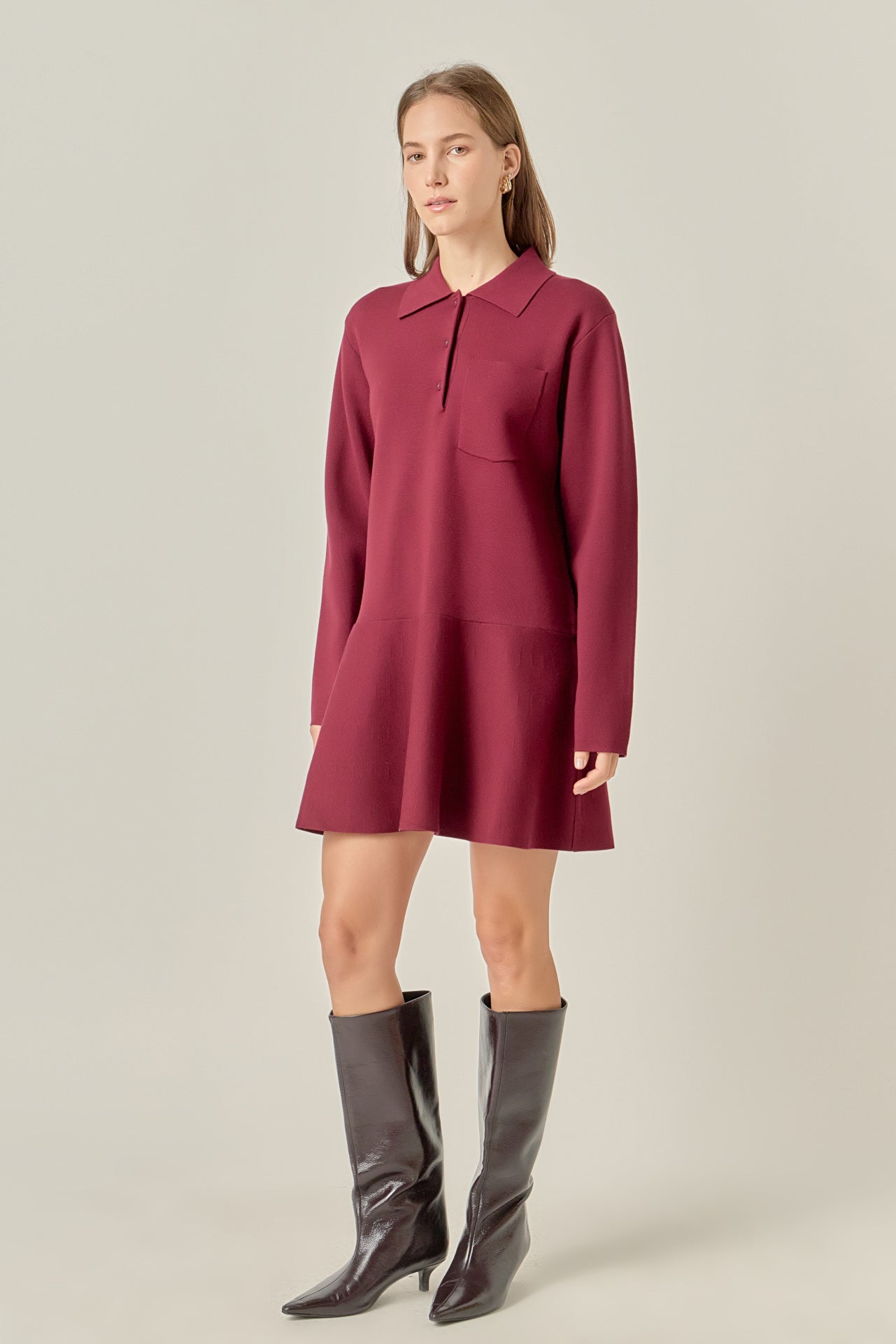 ENGLISH FACTORY - Collared Knit Mini Dress - DRESSES available at Objectrare