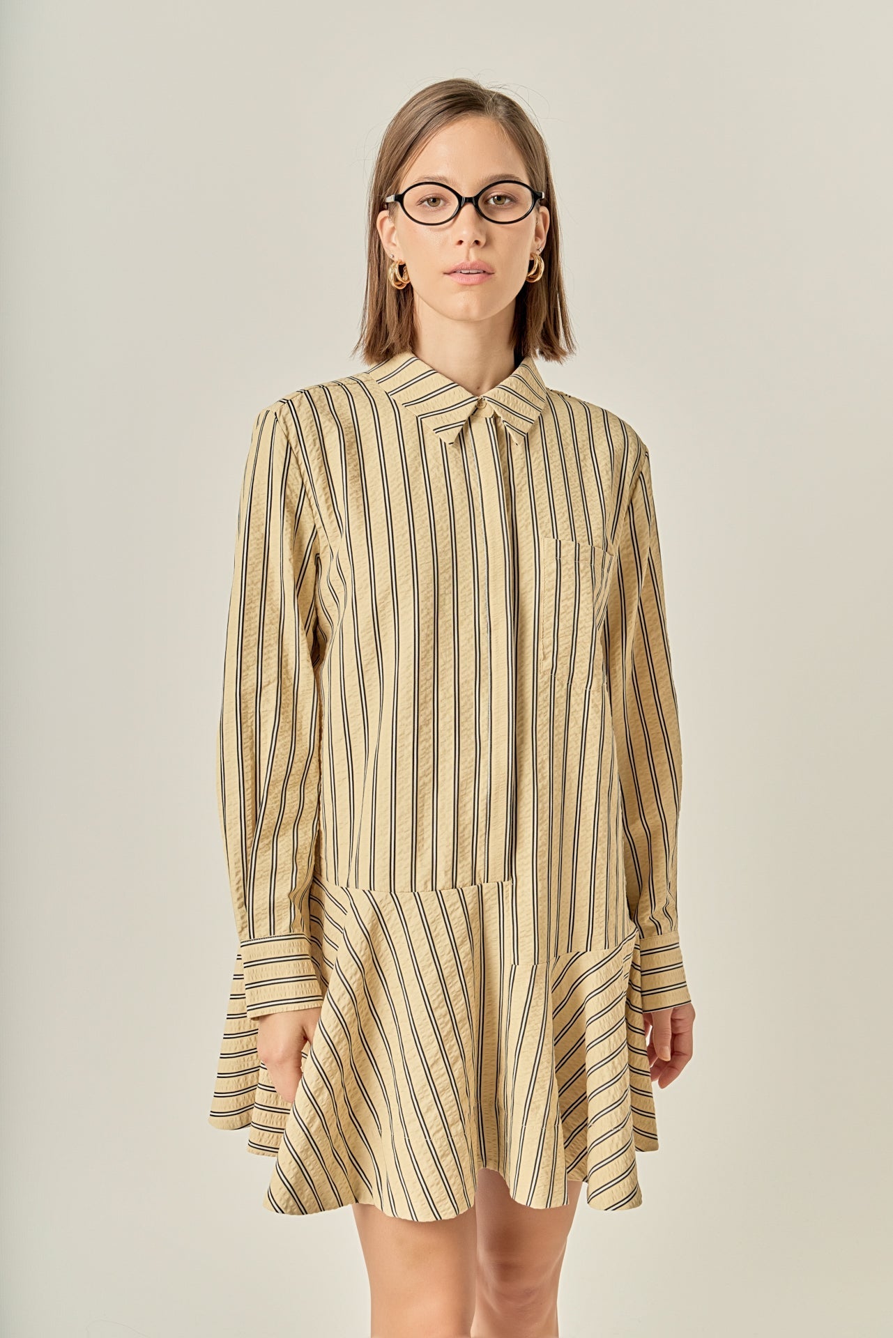 Collar Flare Skirt Dress