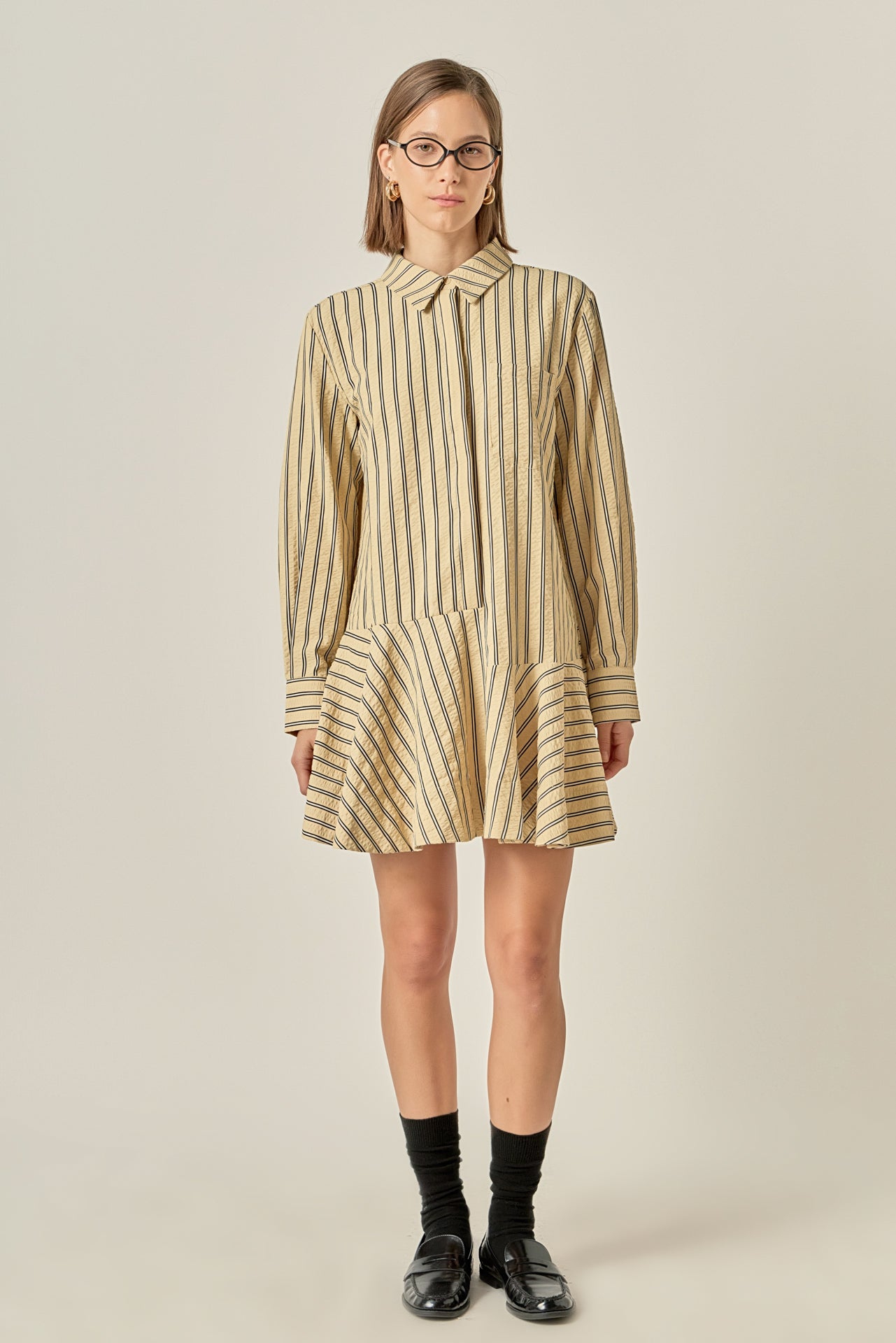 Collar Flare Skirt Dress