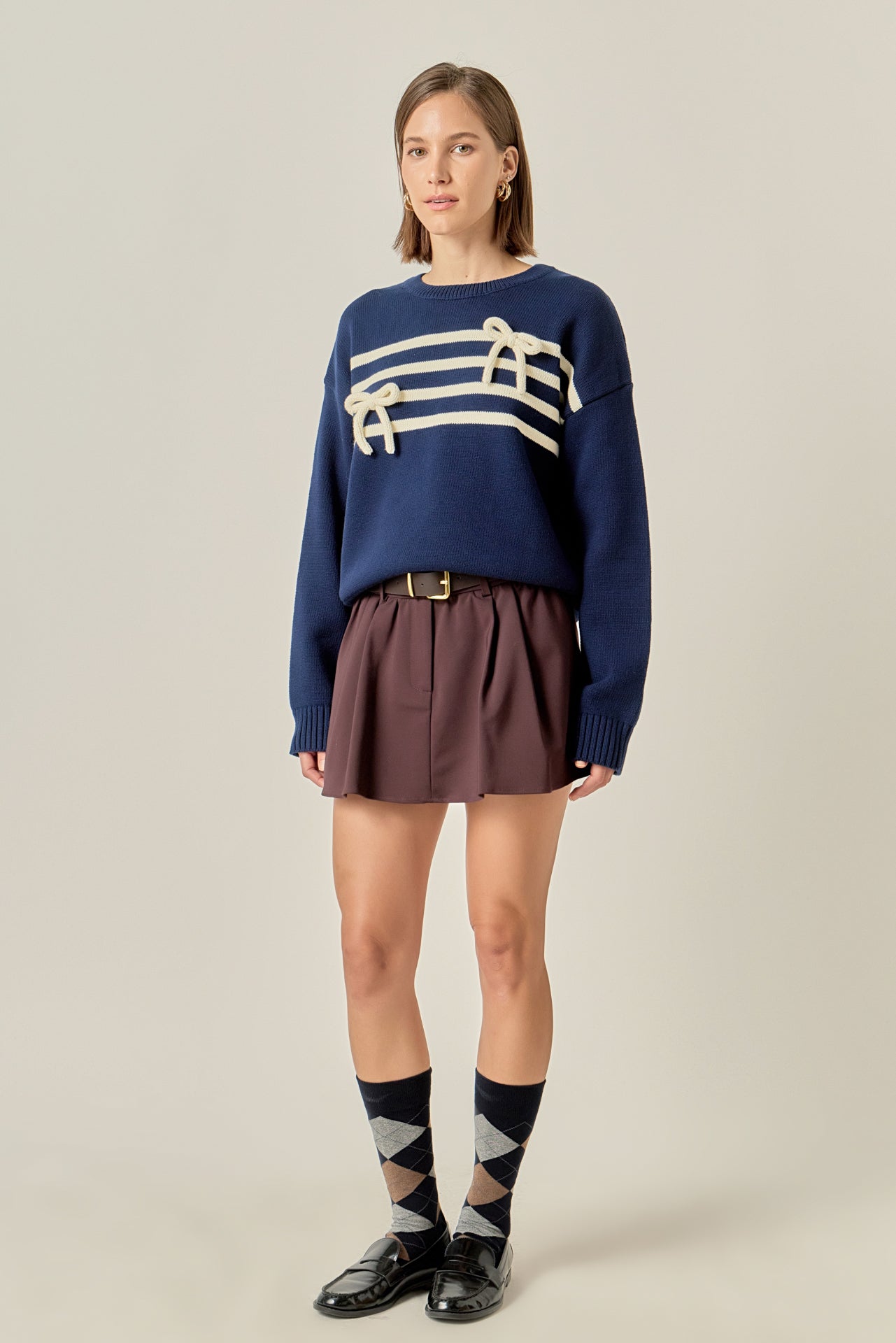 Eloise Bow Striped Knit Top
