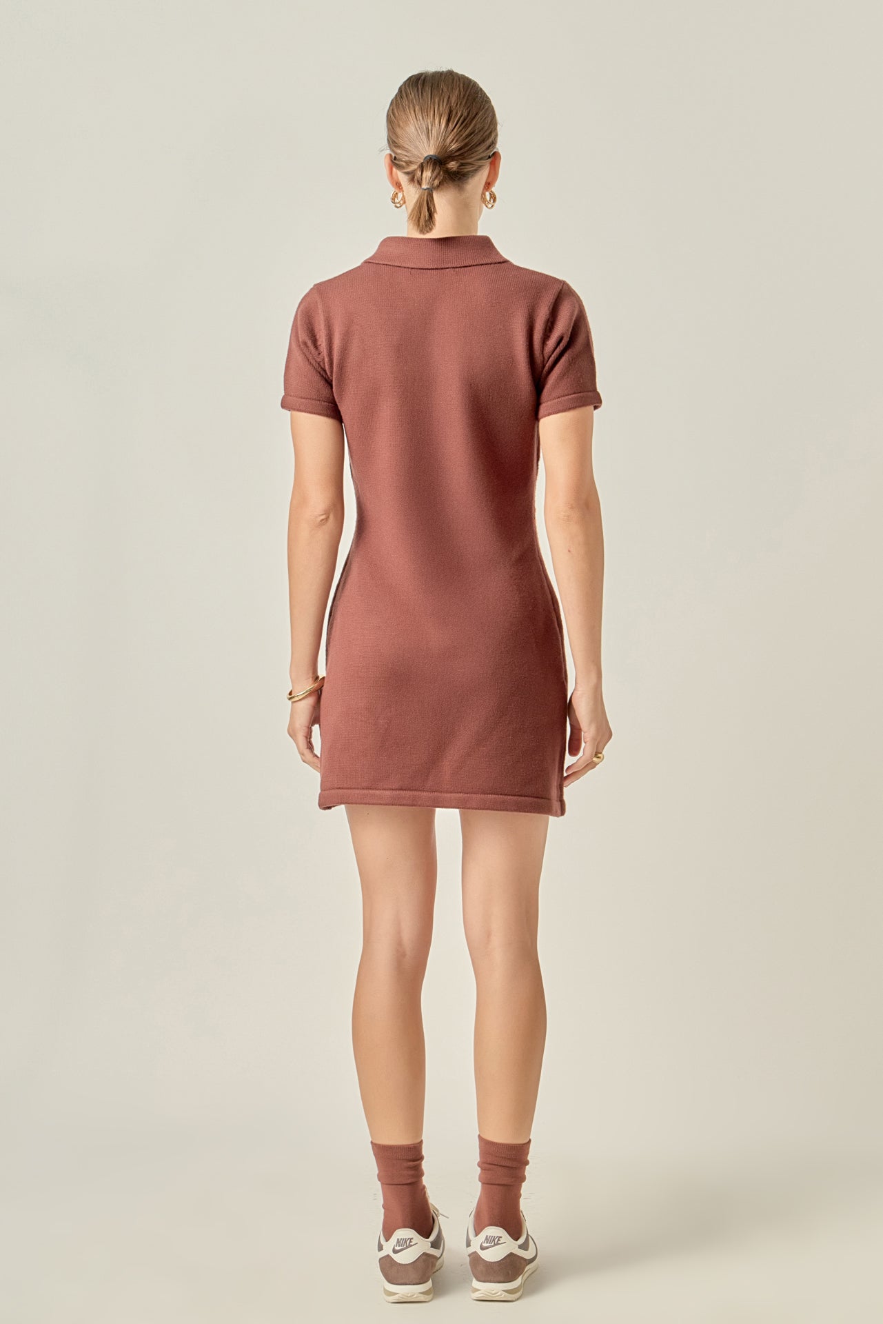 Argyle Knit Polo Mini Dress