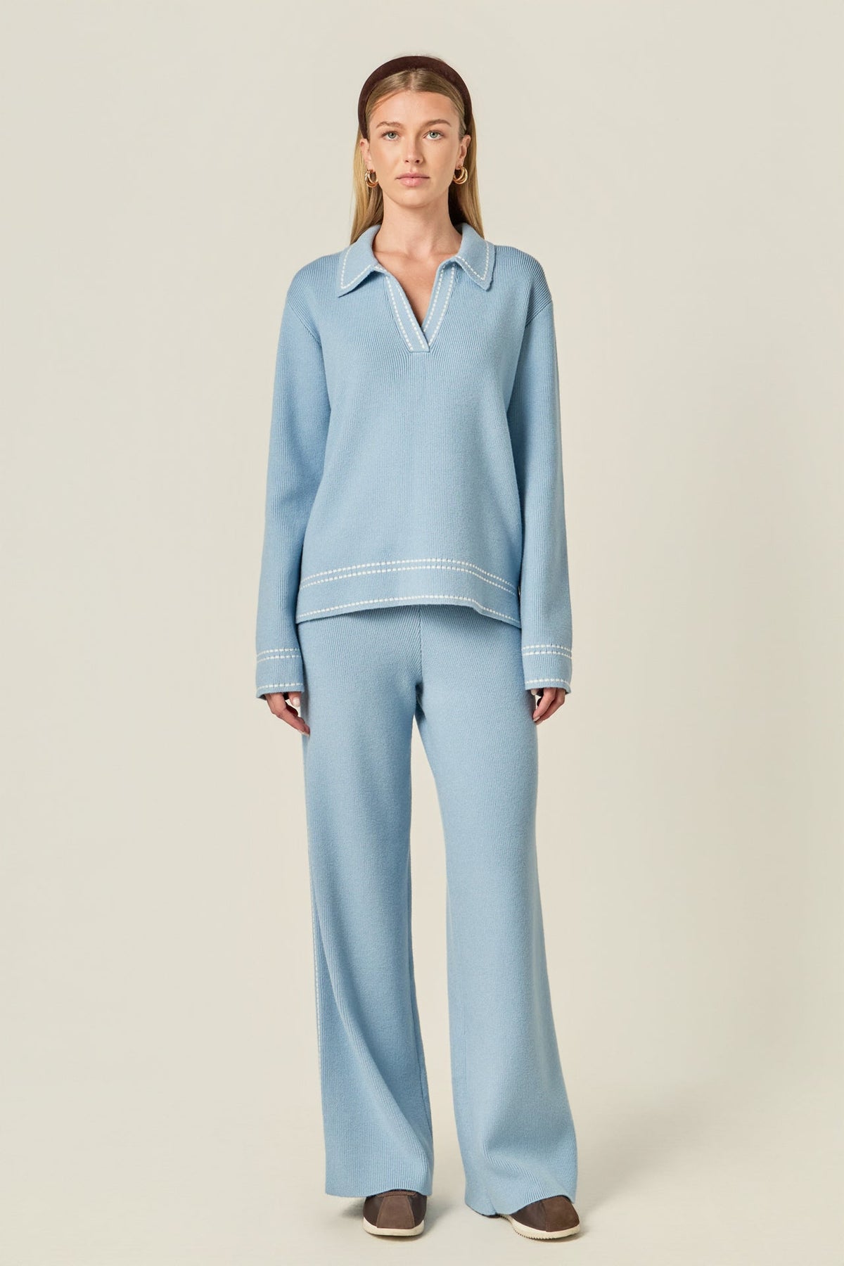 ENGLISH FACTORY - Stitch Detailed Polo Knit - TOPS available at Objectrare