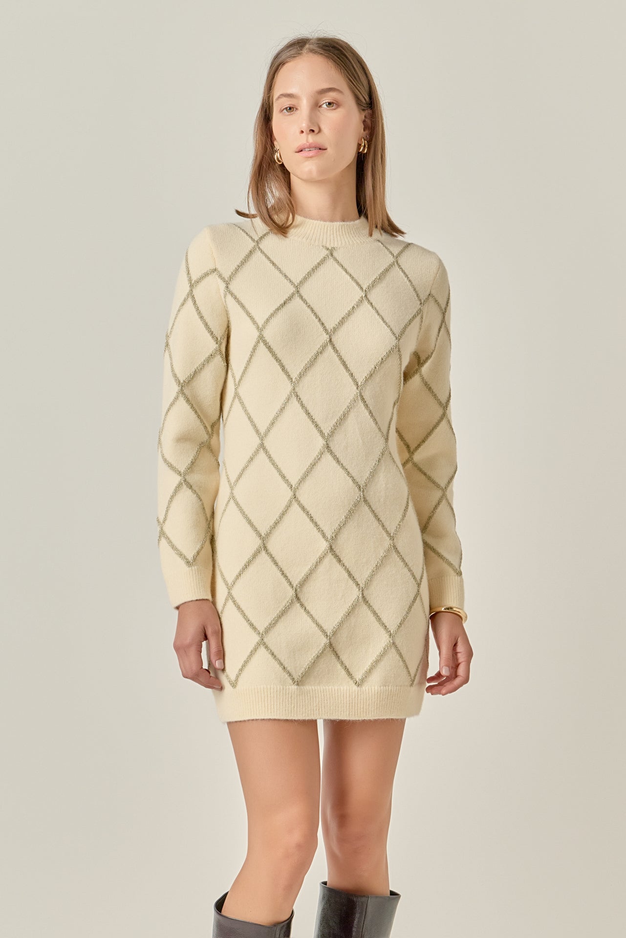 Lurex Argyle Pattern Dress