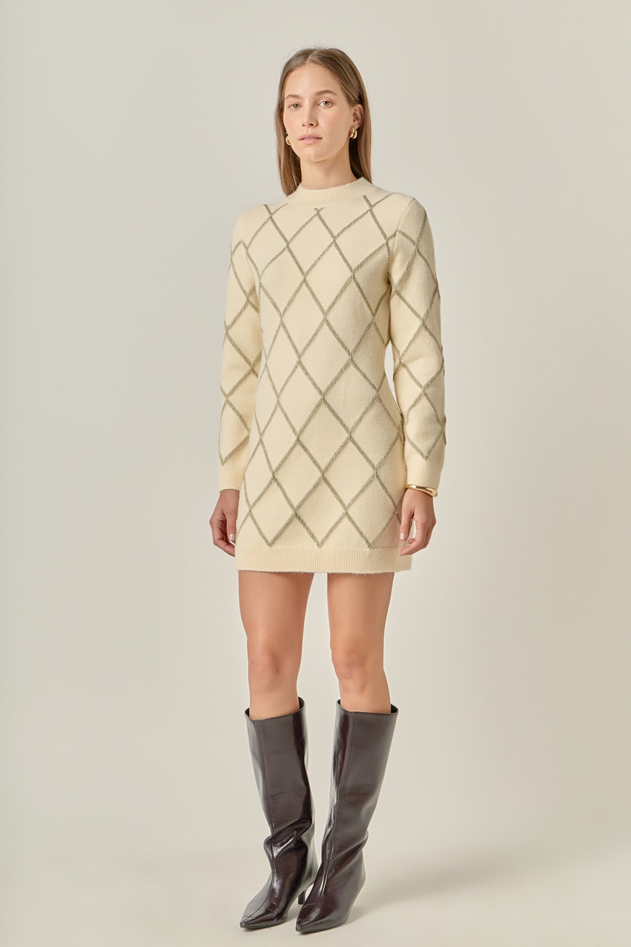 Lurex Argyle Pattern Dress