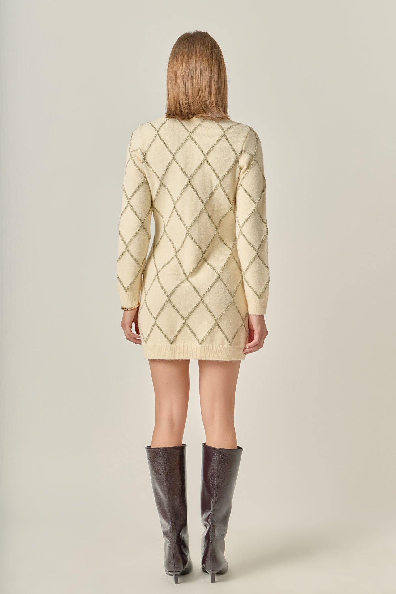 Lurex Argyle Pattern Dress
