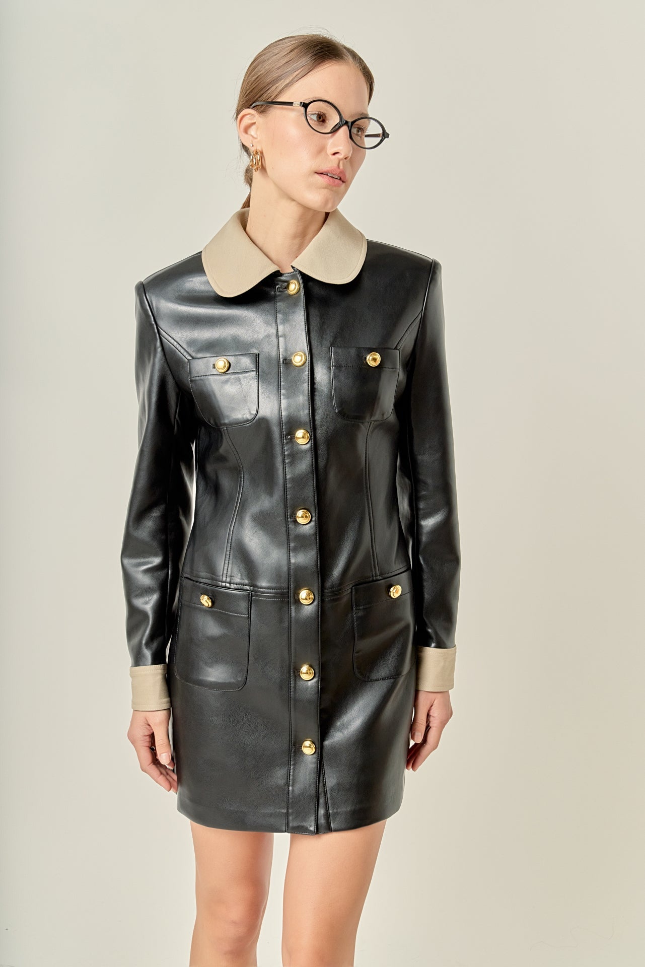 Victoria Faux Leather Mini Dres