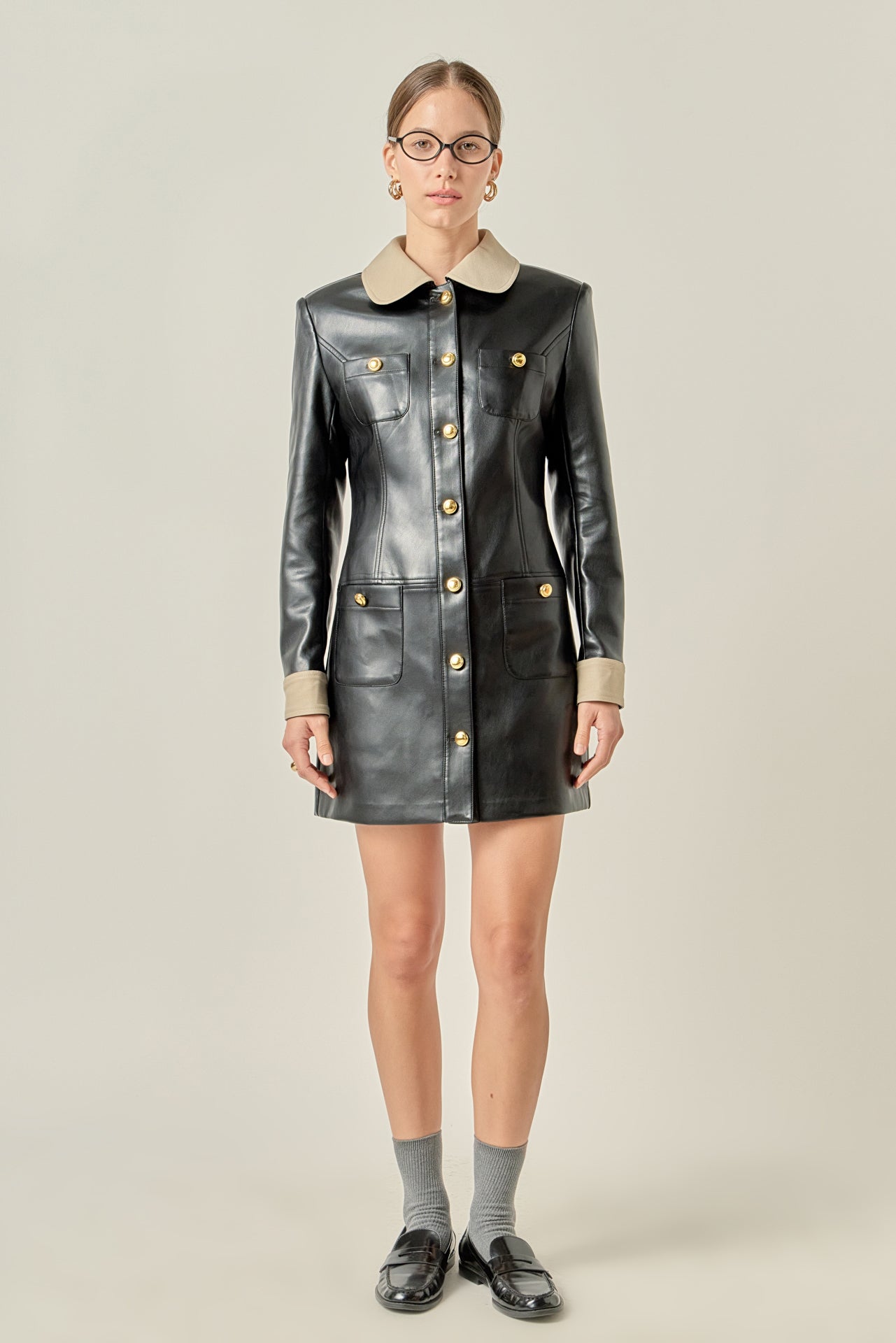 Victoria Faux Leather Mini Dres