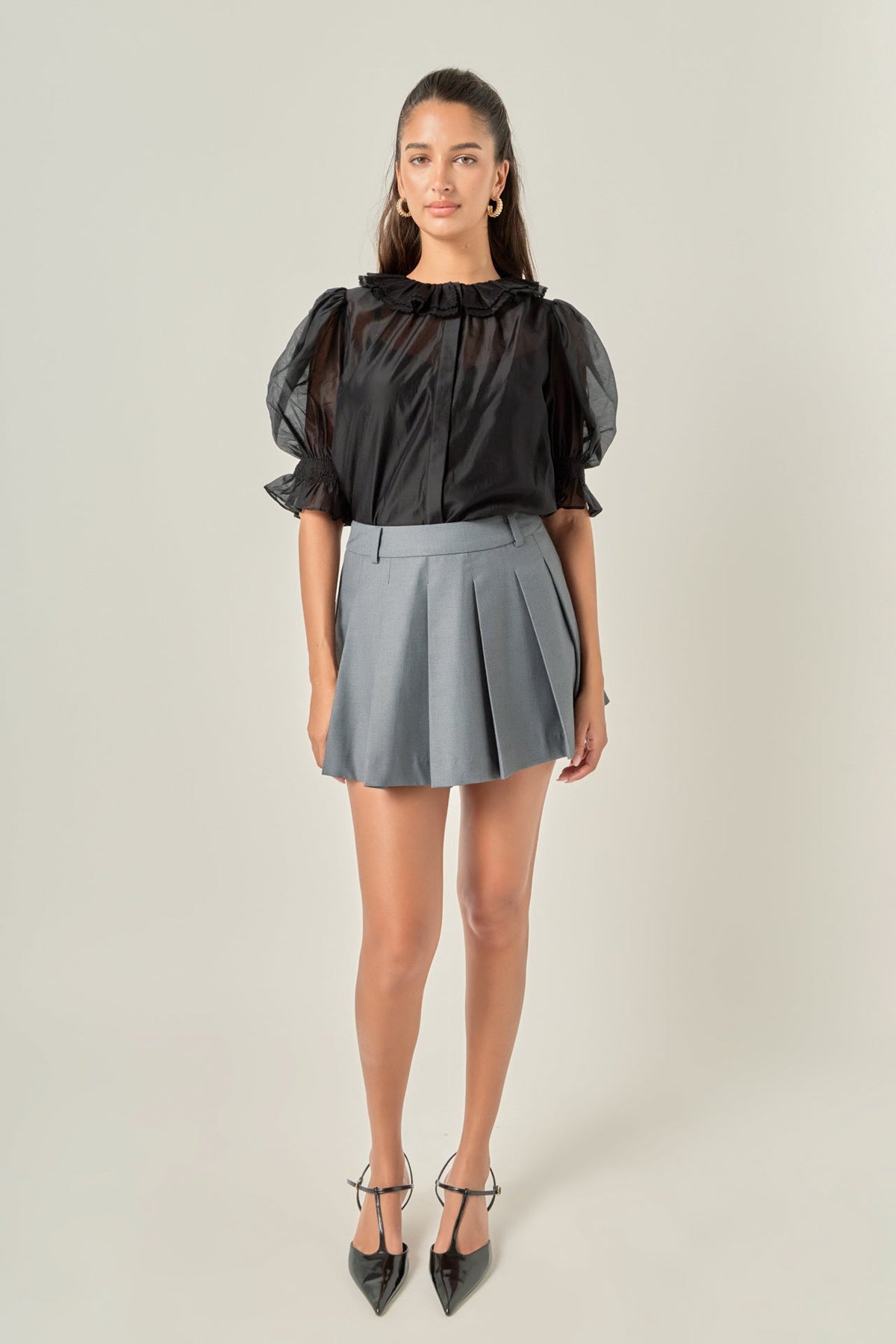 ENGLISH FACTORY - Ruffled Short Sleeves Blouse - SHIRTS & BLOUSES available at Objectrare