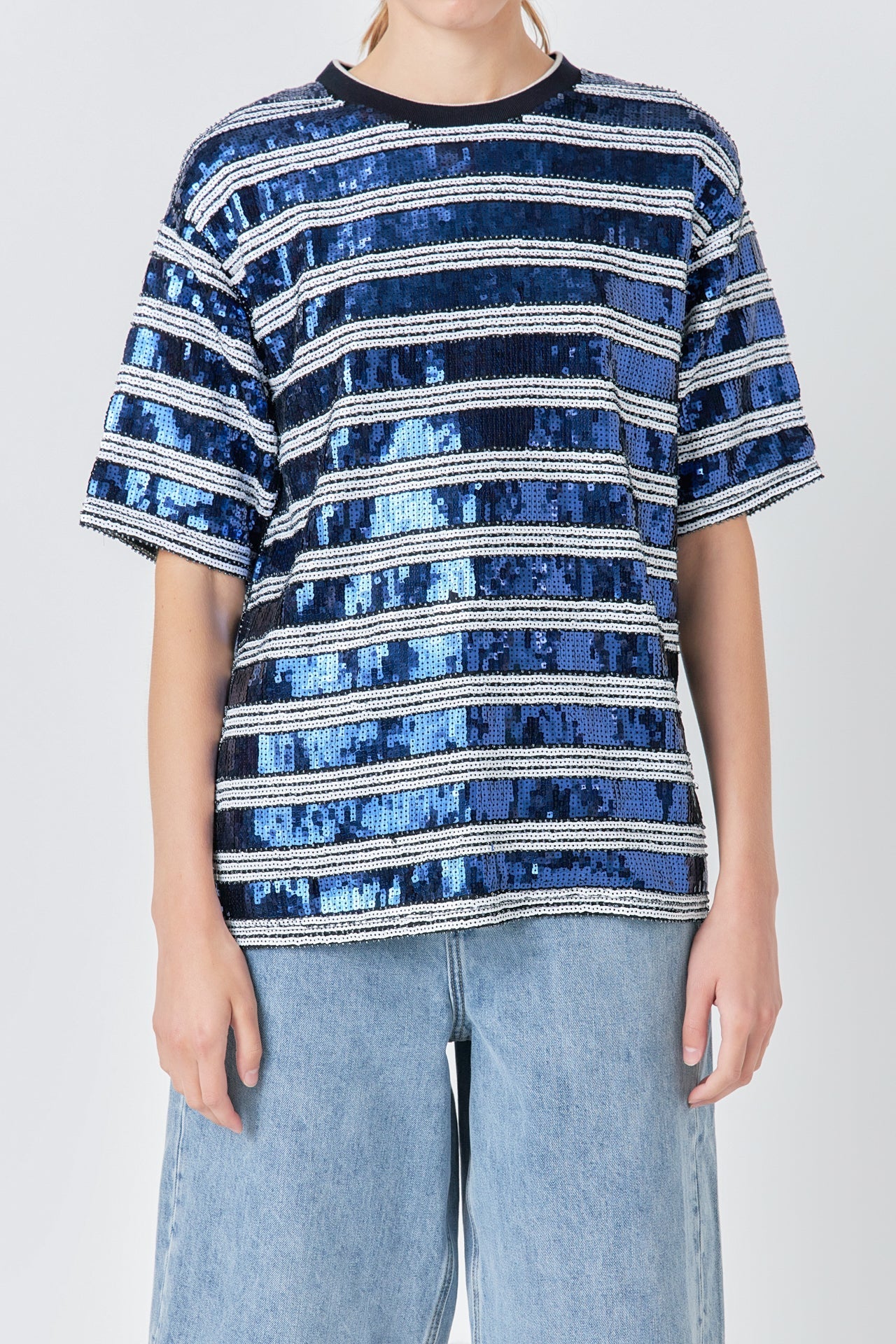 GREY LAB - Sequin Stripe Top - TOPS available at Objectrare