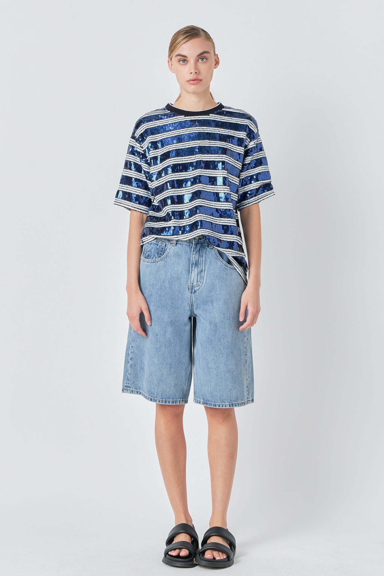 GREY LAB - Sequin Stripe Top - TOPS available at Objectrare