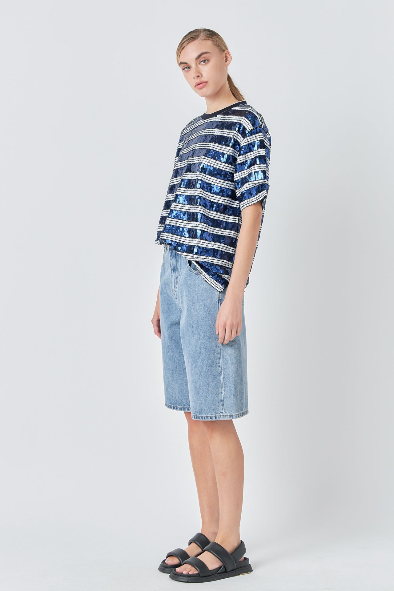 GREY LAB - Sequin Stripe Top - TOPS available at Objectrare