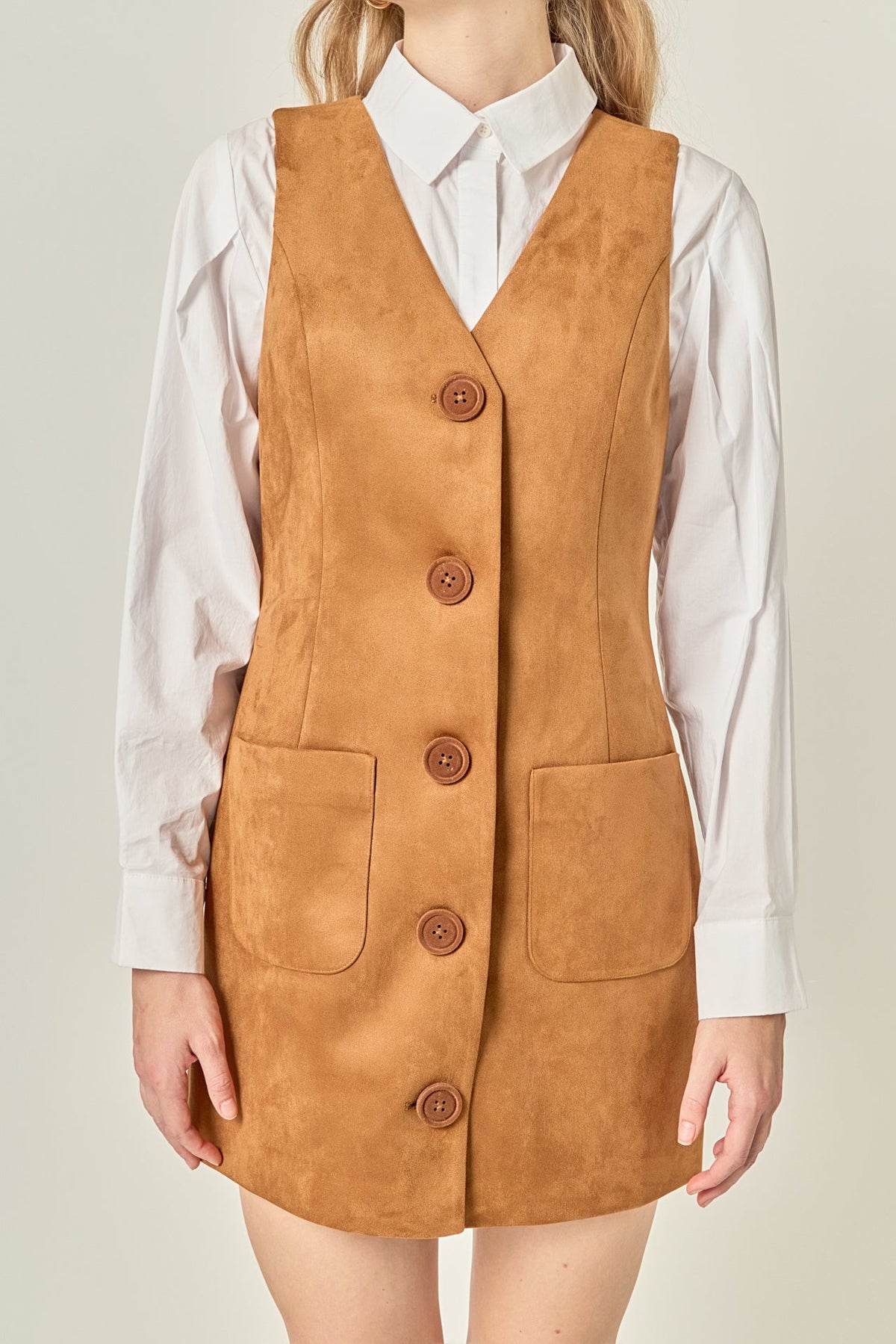 ENGLISH FACTORY - Faux Suede Vest Dress - DRESSES available at Objectrare