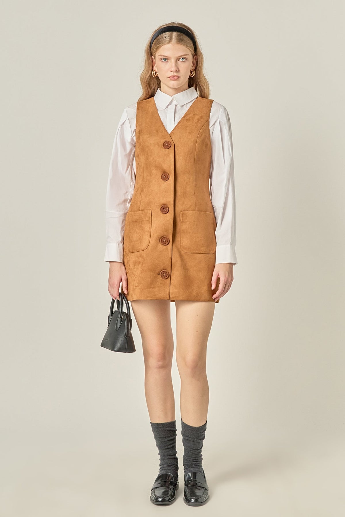 ENGLISH FACTORY - Faux Suede Vest Dress - DRESSES available at Objectrare