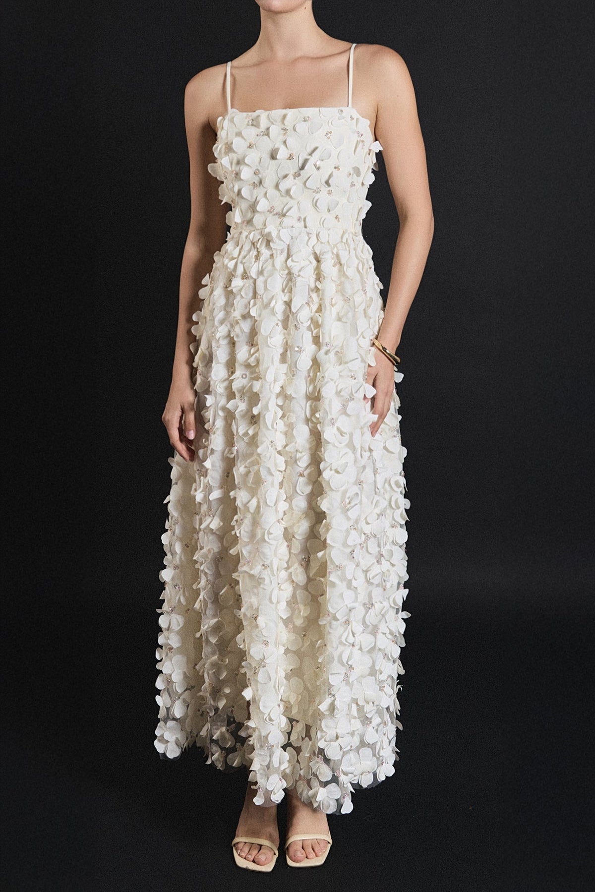3D Floral Sleeveless Midi Dress