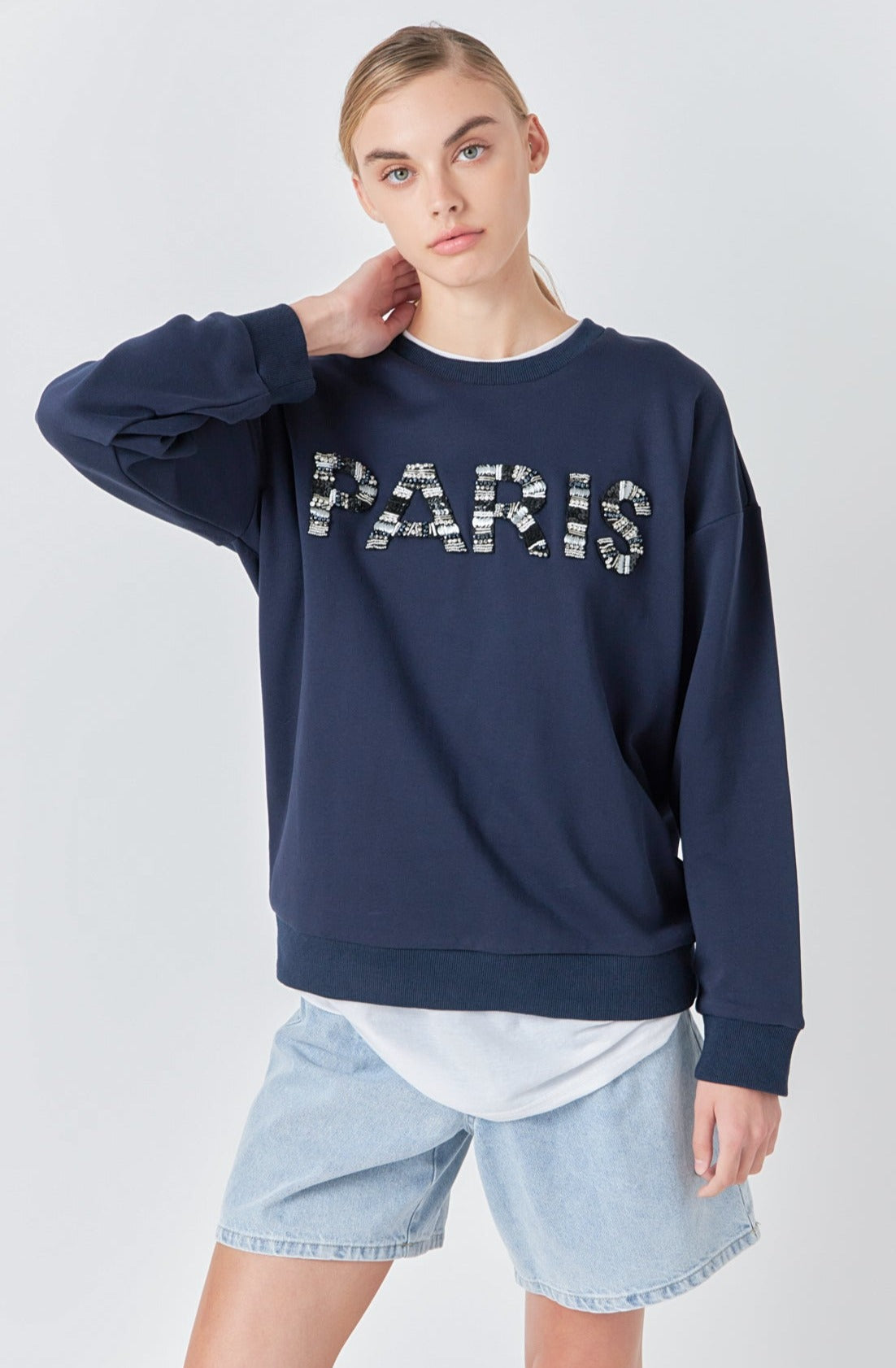 GREY LAB - Sequin Letter Sweatshirt - HOODIES & SWEATSHIRTS available at Objectrare