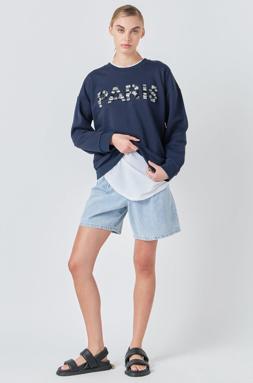 GREY LAB - Sequin Letter Sweatshirt - HOODIES & SWEATSHIRTS available at Objectrare