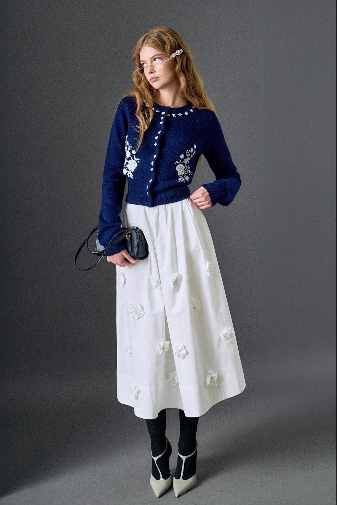 ENGLISH FACTORY - 3D Flower Midi Skirt - SKIRTS available at Objectrare