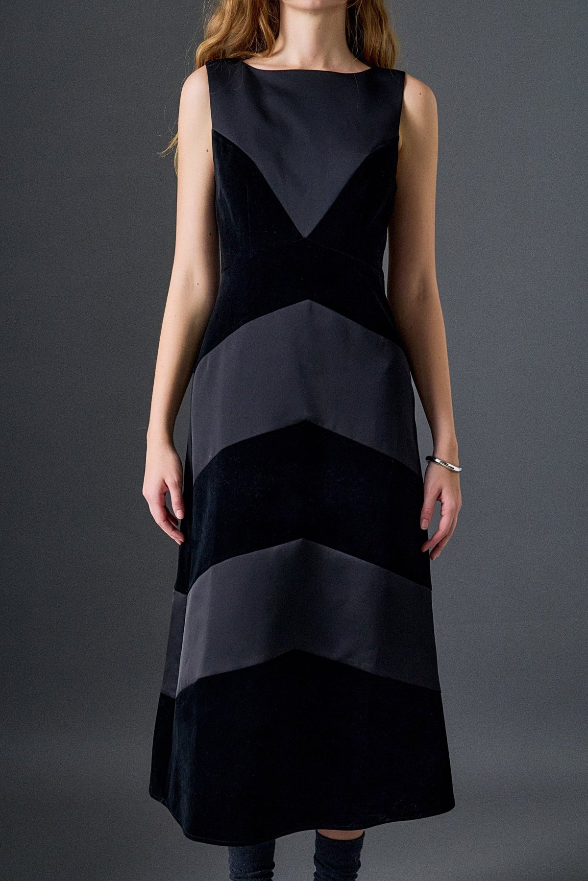 ENGLISH FACTORY - Velvet Satin Combo Midi Dress - DRESSES available at Objectrare