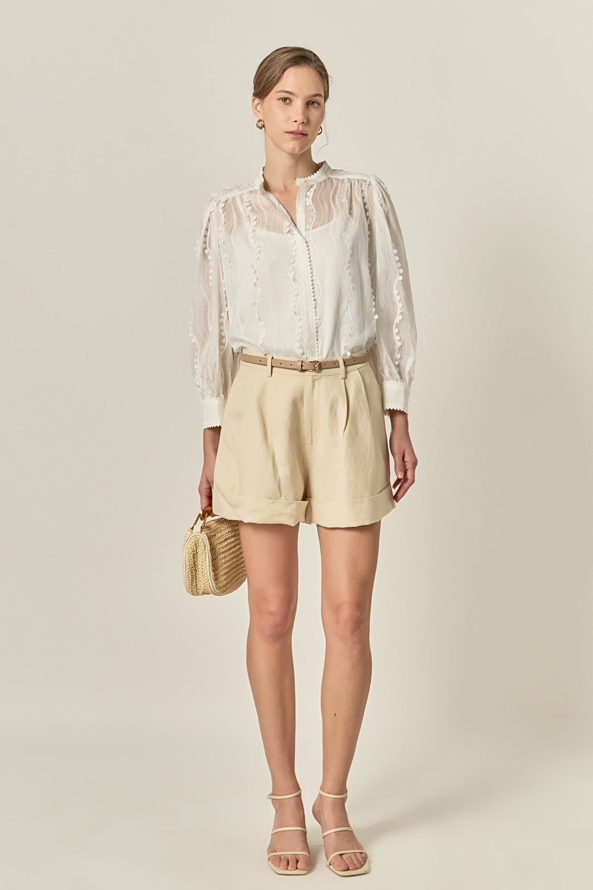 Heart Trim Sheer Blouse