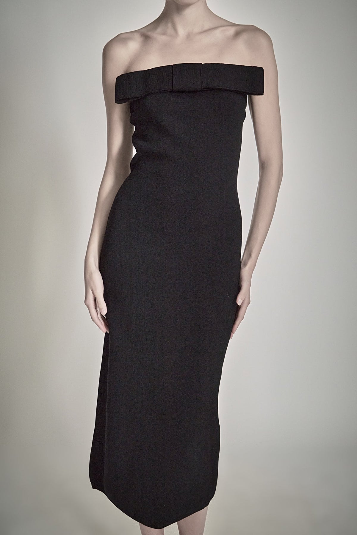 ENDLESS ROSE - Bow Detailed Tube Midi Knit Dress - DRESSES available at Objectrare