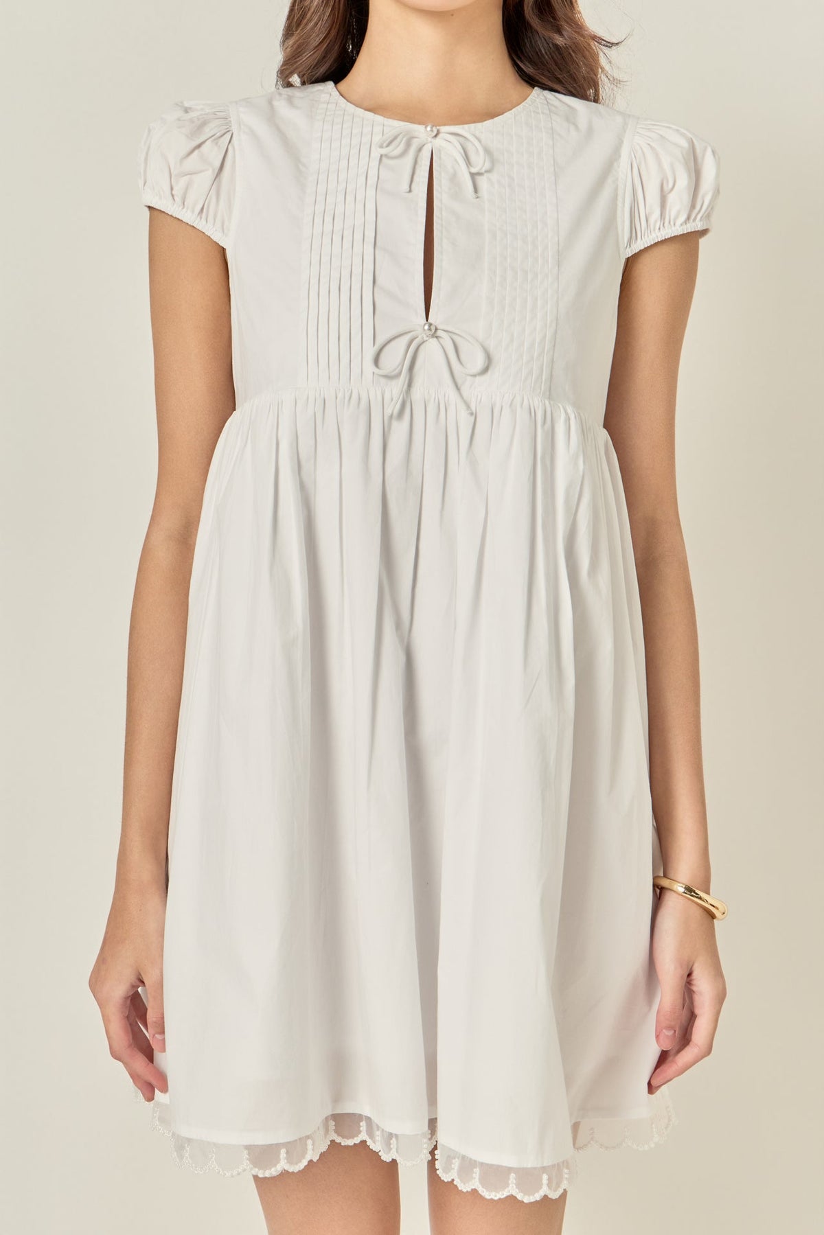 ENGLISH FACTORY - Scallop Trim Babydoll Mini Dress - DRESSES available at Objectrare