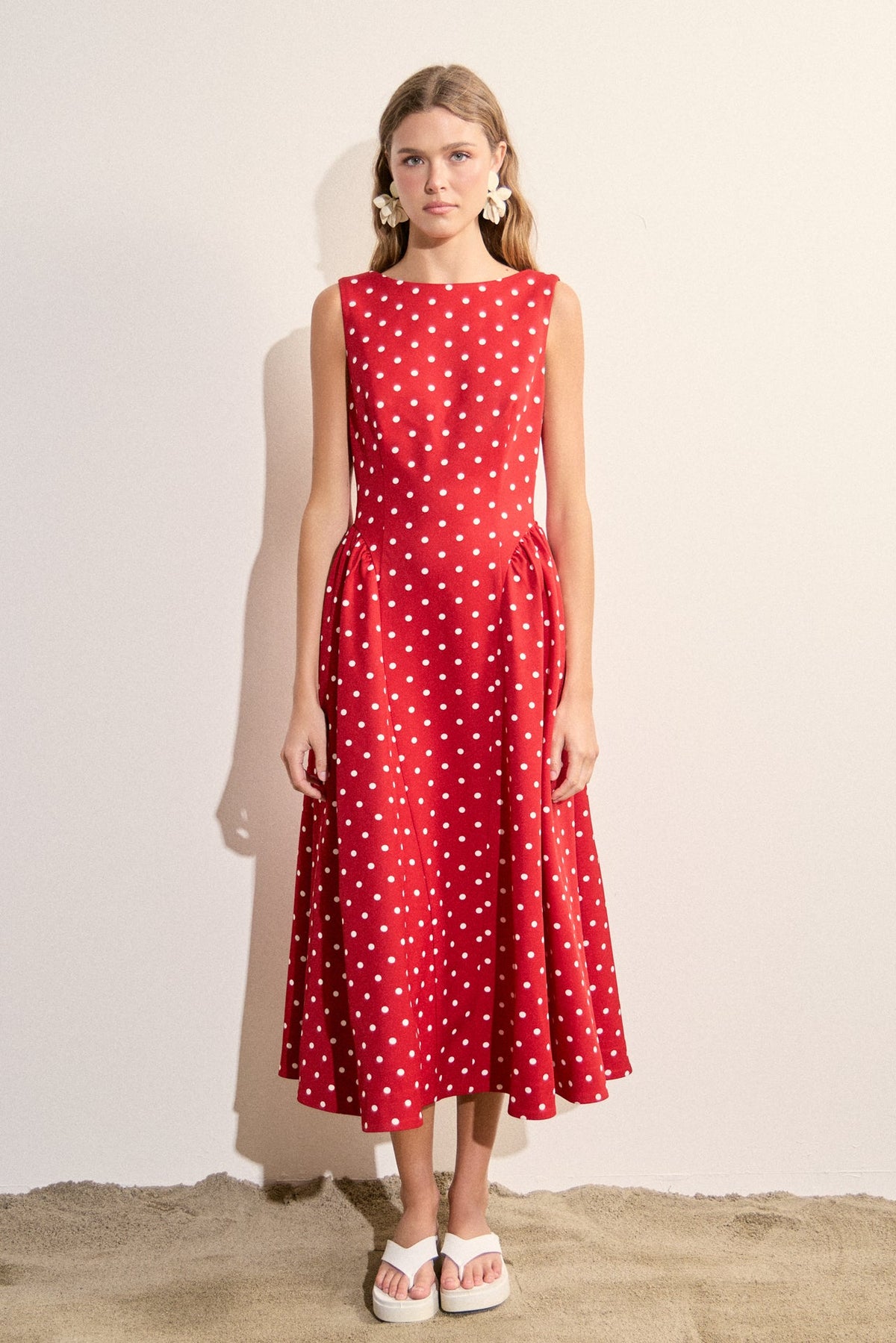 ENGLISH FACTORY - Polka Dot Sleeveless Midi Dress - DRESSES available at Objectrare