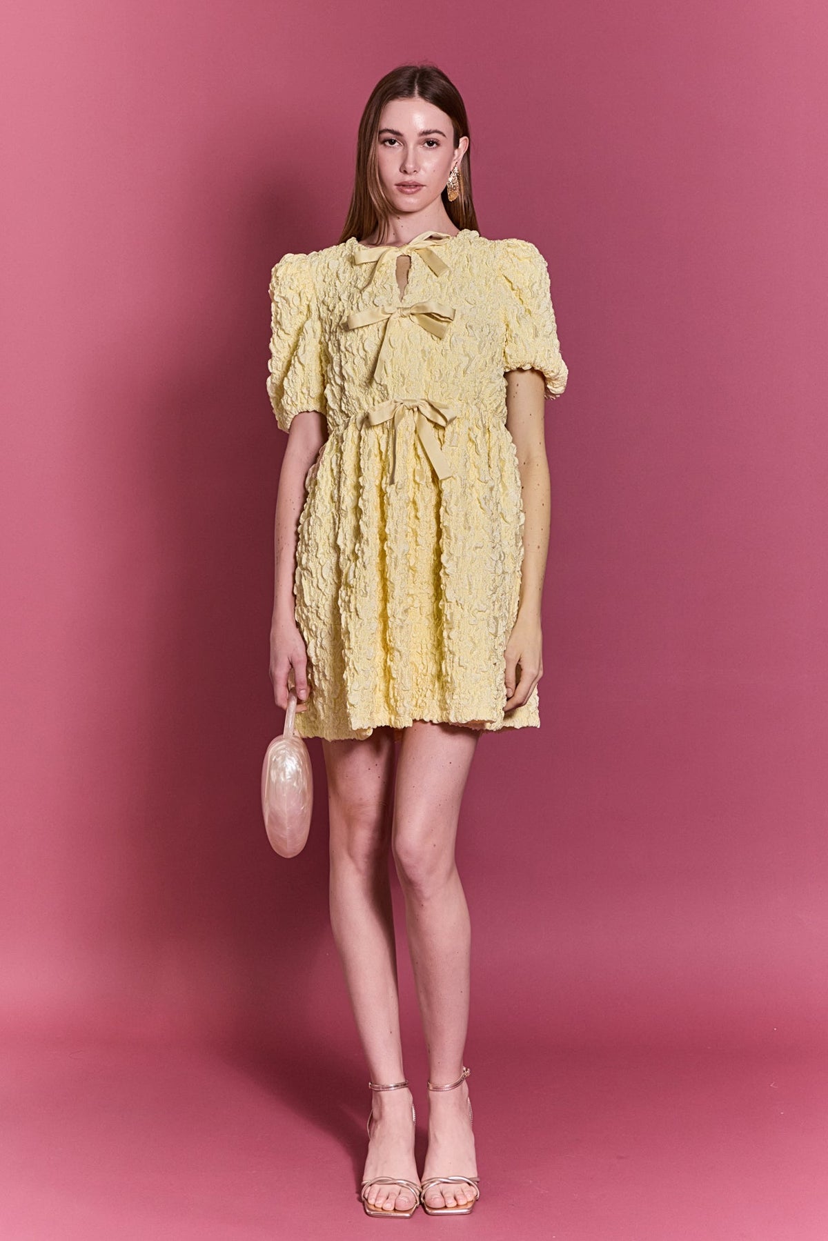 ENGLISH FACTORY - Bow Detailed Puff Sleeve Mini Dress - DRESSES available at Objectrare
