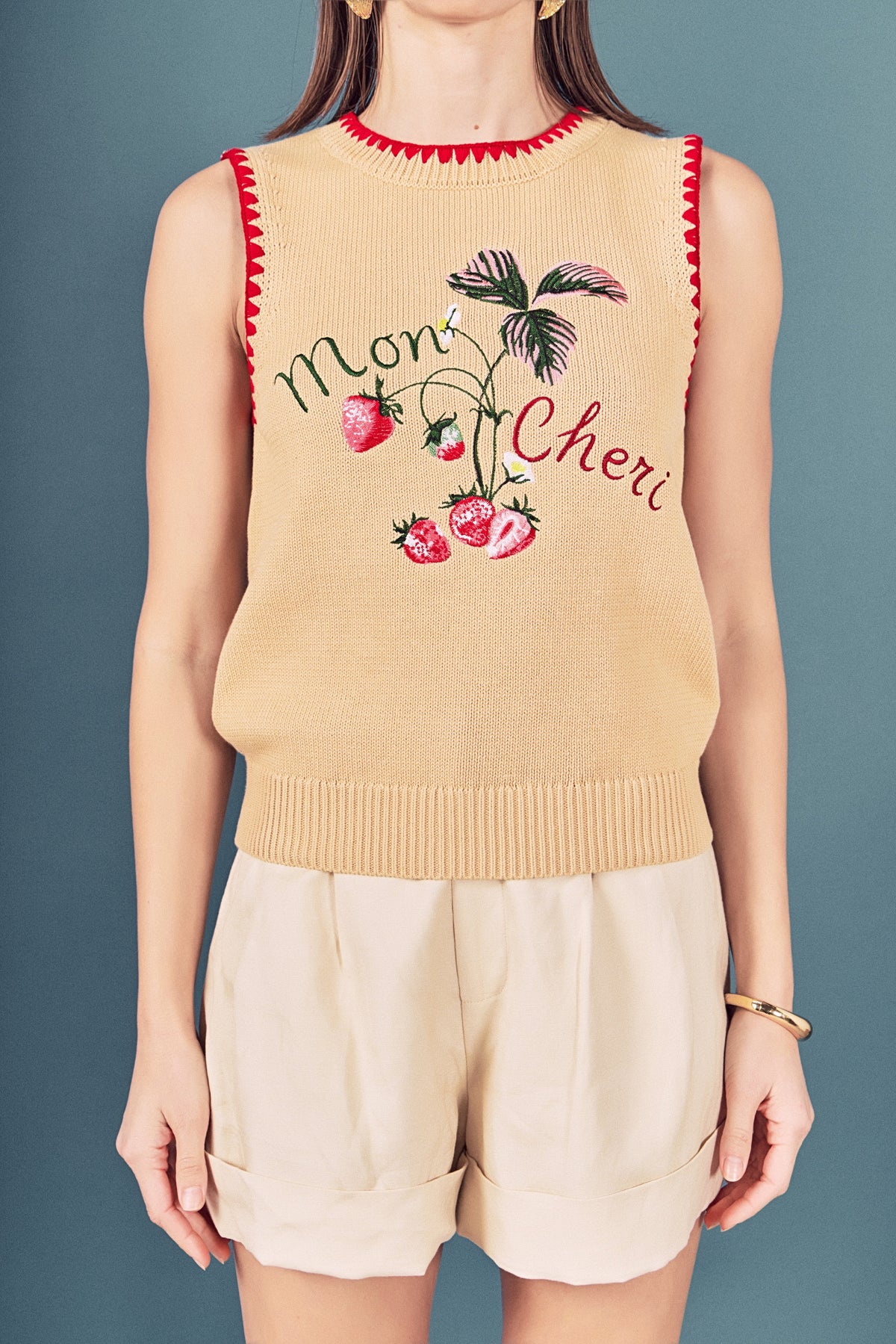 Strawberry Stitch Detail Vest