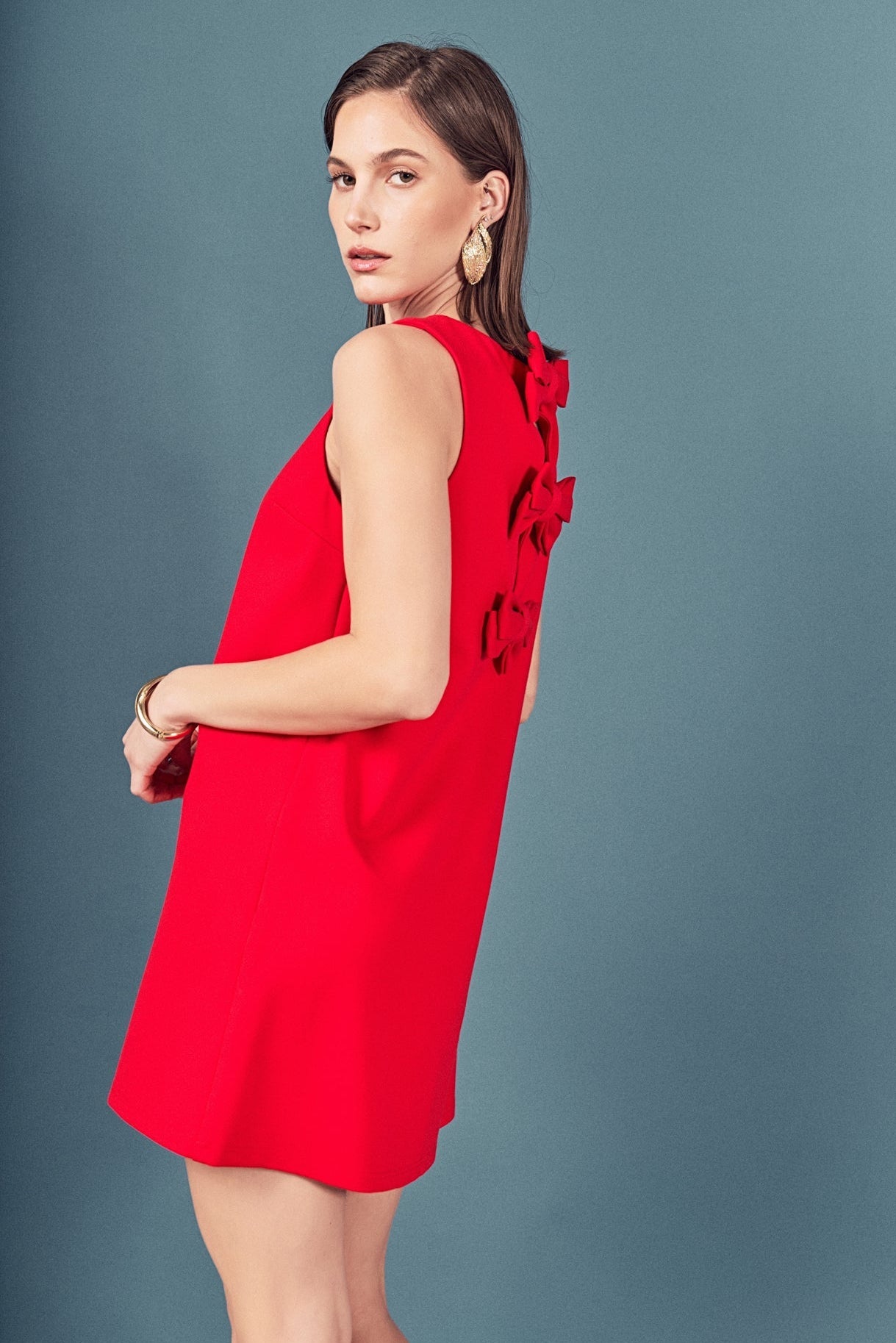 dresses stretchy Bow Detailed Sleeveless Stretchy Dress