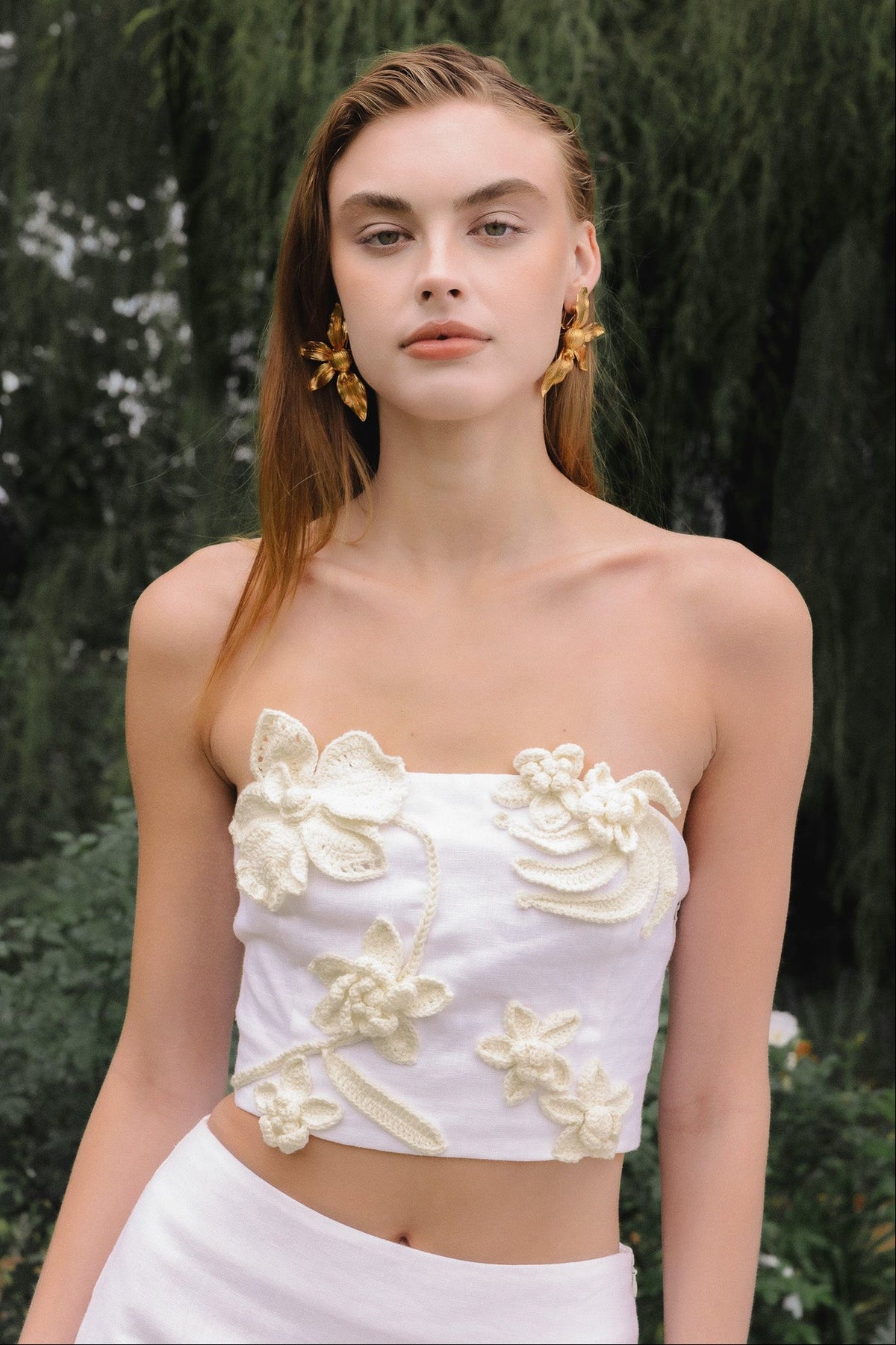 ENDLESS ROSE - Crochet Flower Bandeau Top - TOPS available at Objectrare