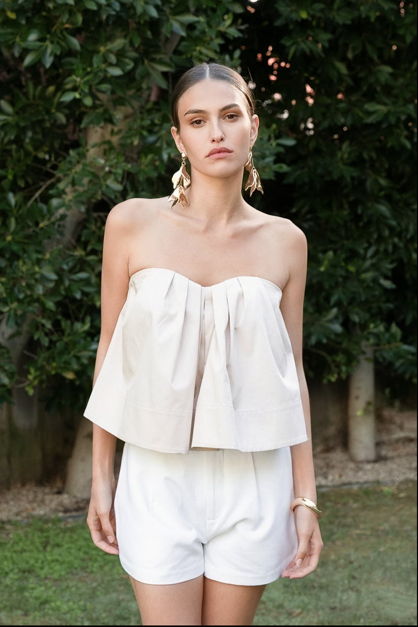 Strapless Pintuck Detail Top